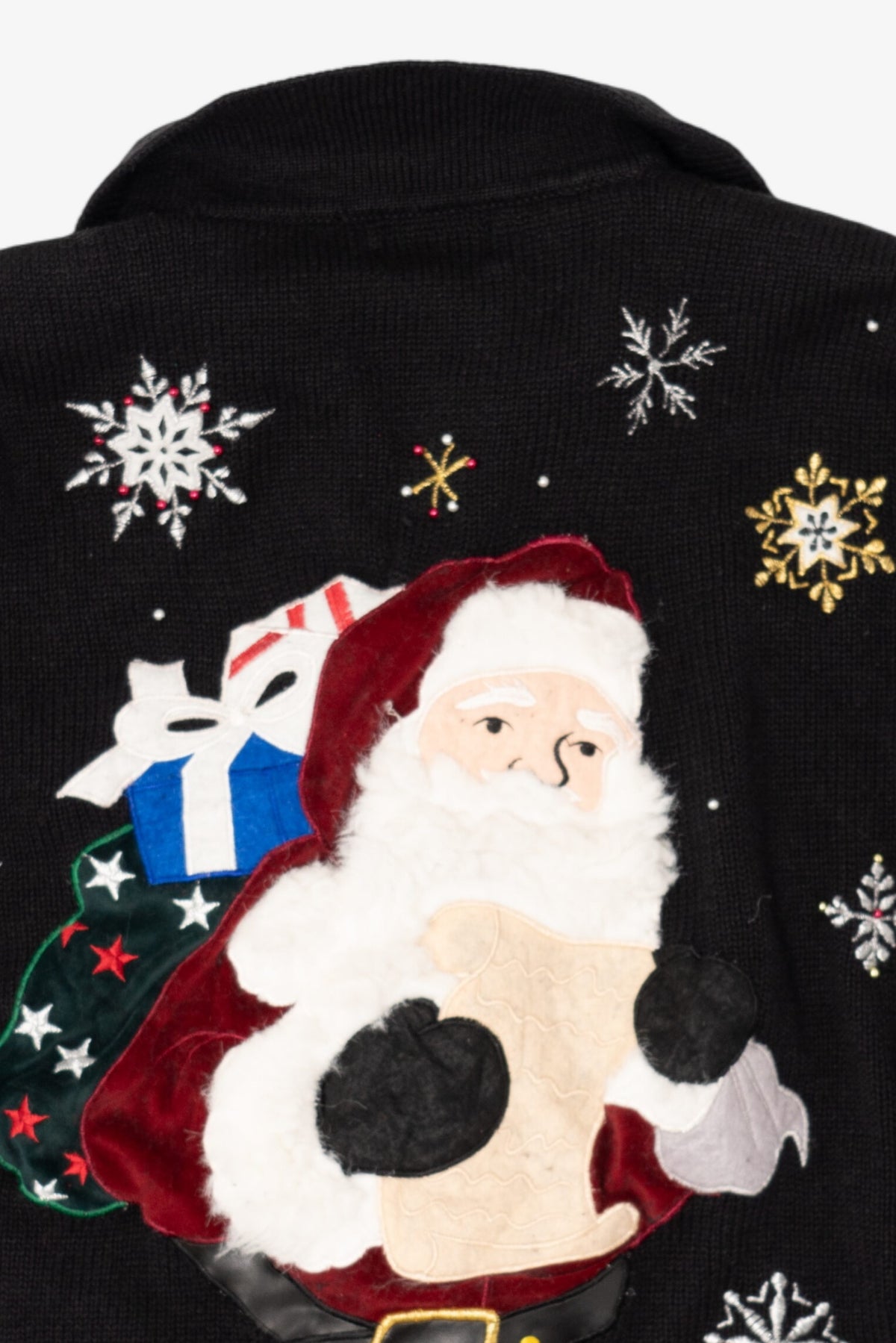 Vintage Black Designers Studio Santa Ugly Christmas Cardigan (1990s)