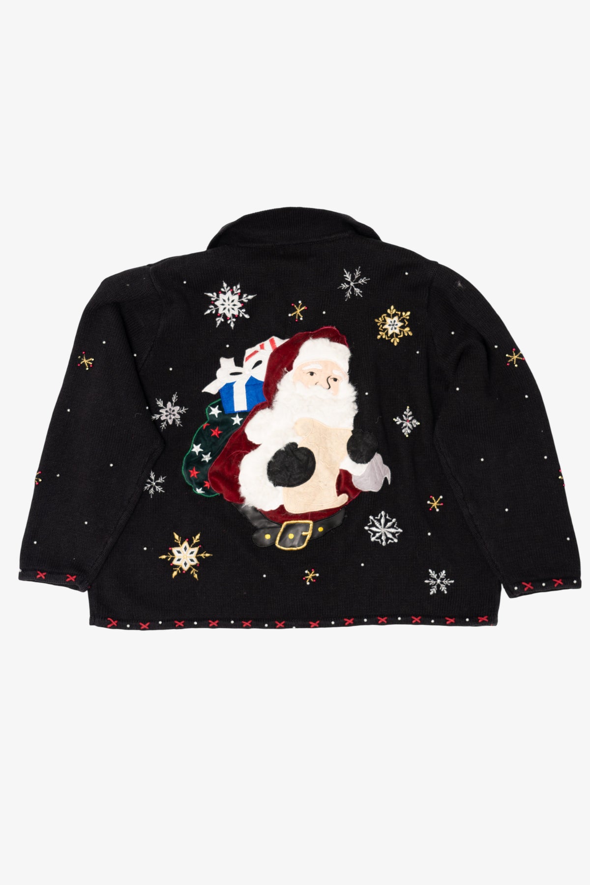 Vintage Black Designers Studio Santa Ugly Christmas Cardigan (1990s)
