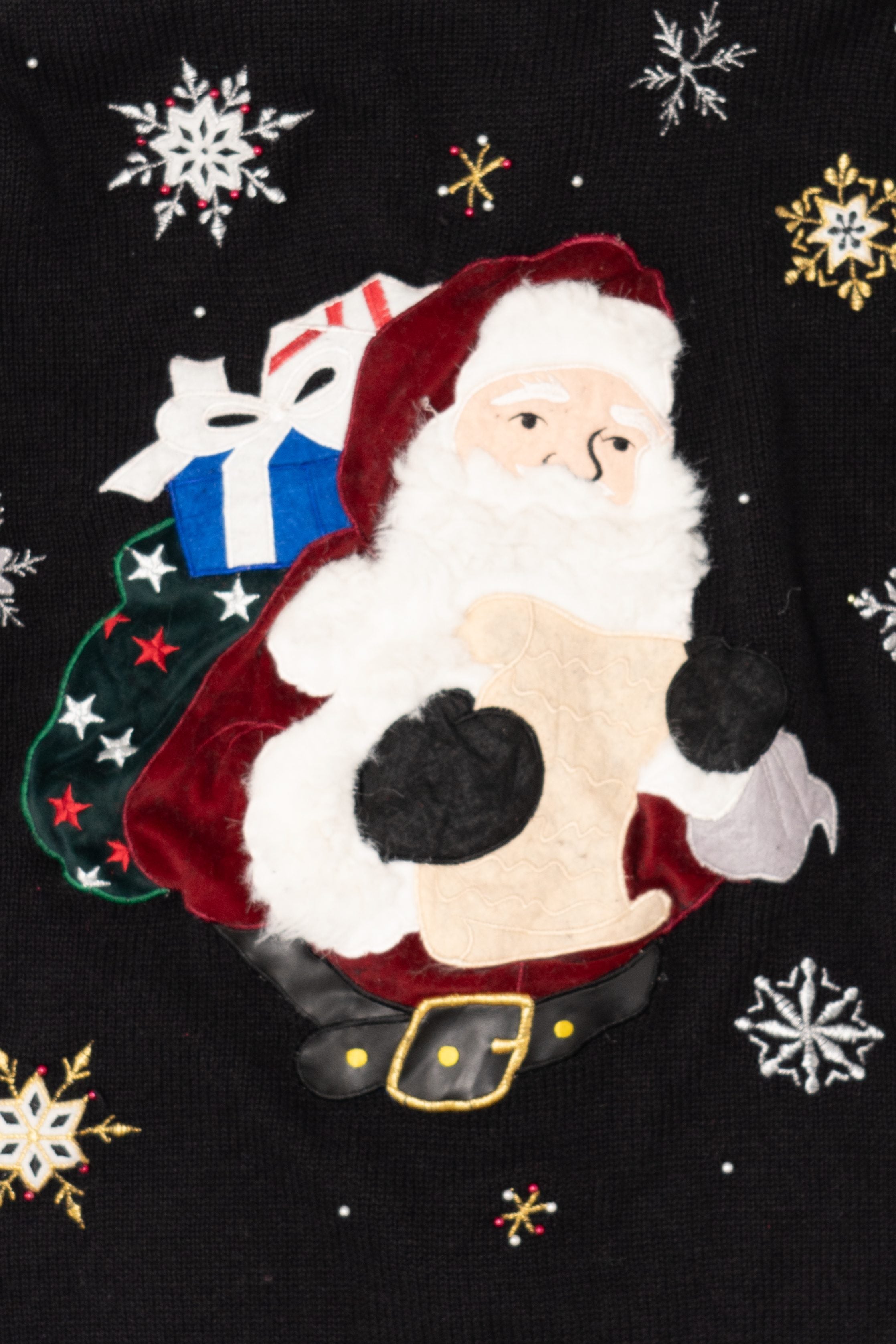 Vintage Black Designers Studio Santa Ugly Christmas Cardigan (1990s)