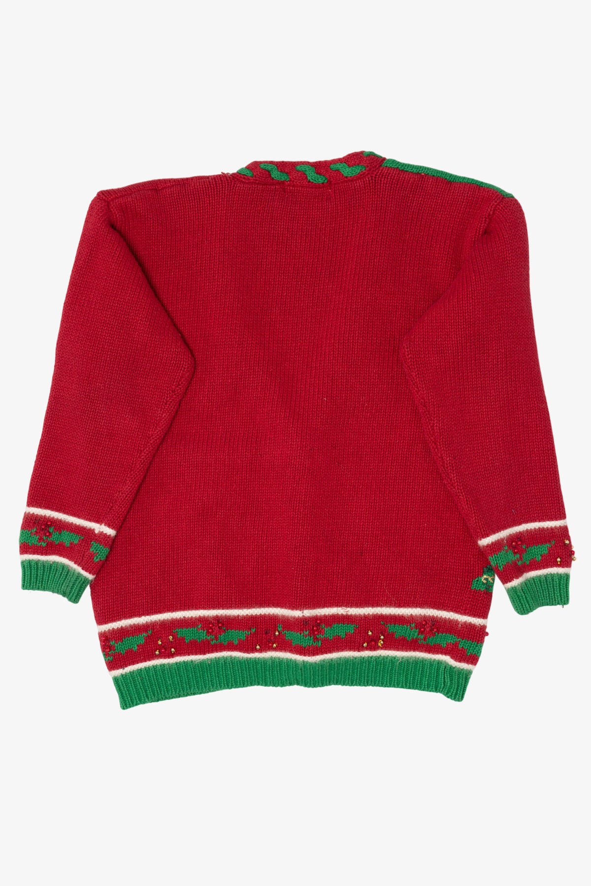 Vintage Hand Knit Red Jennifer Moore Ugly Christmas Cardigan (1990s)