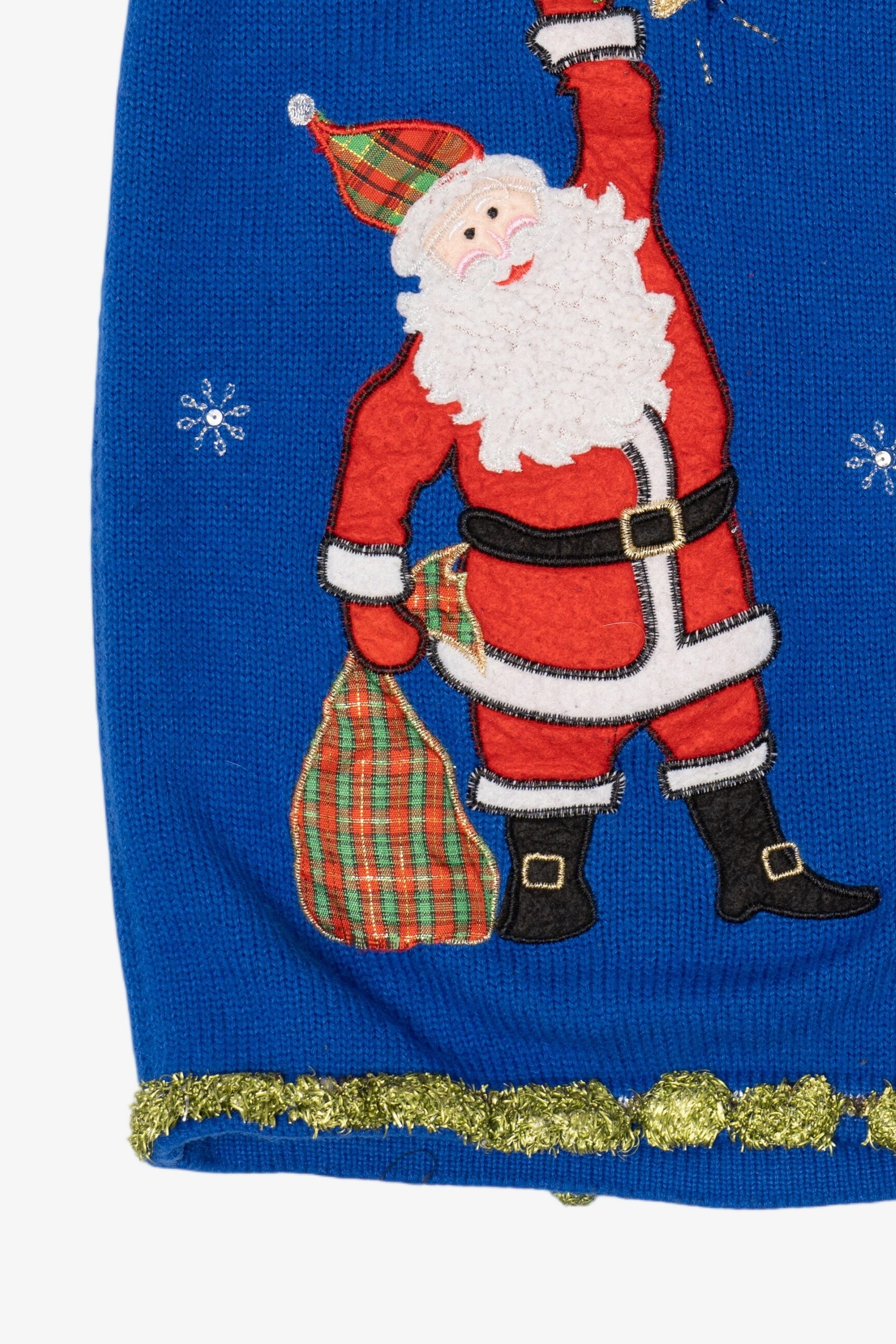 Vintage Blue Santa Fireplace Ugly Christmas Vest (2000s)