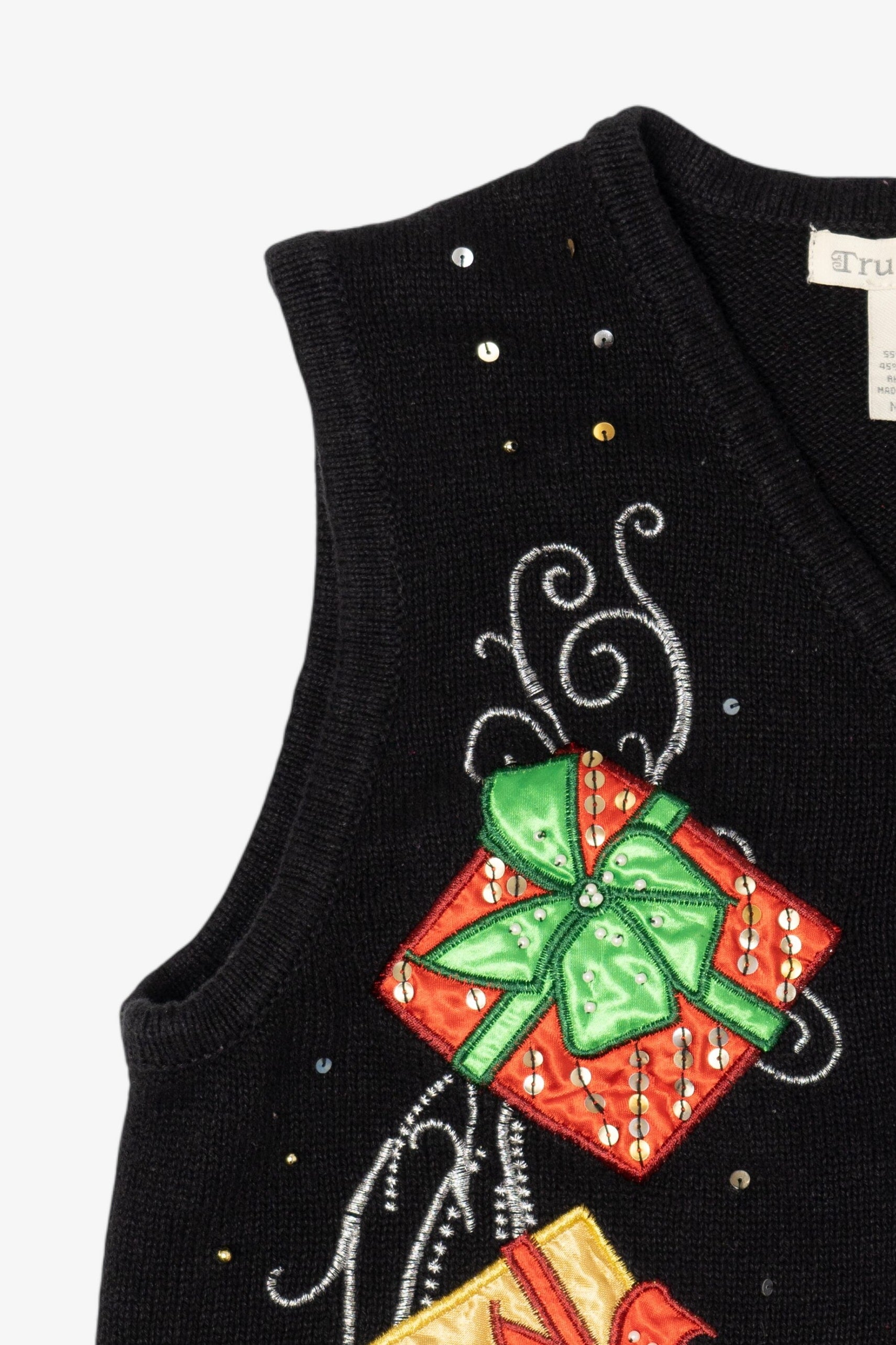 Vintage Black Tru Self Presents Ugly Christmas Vest (1990s)