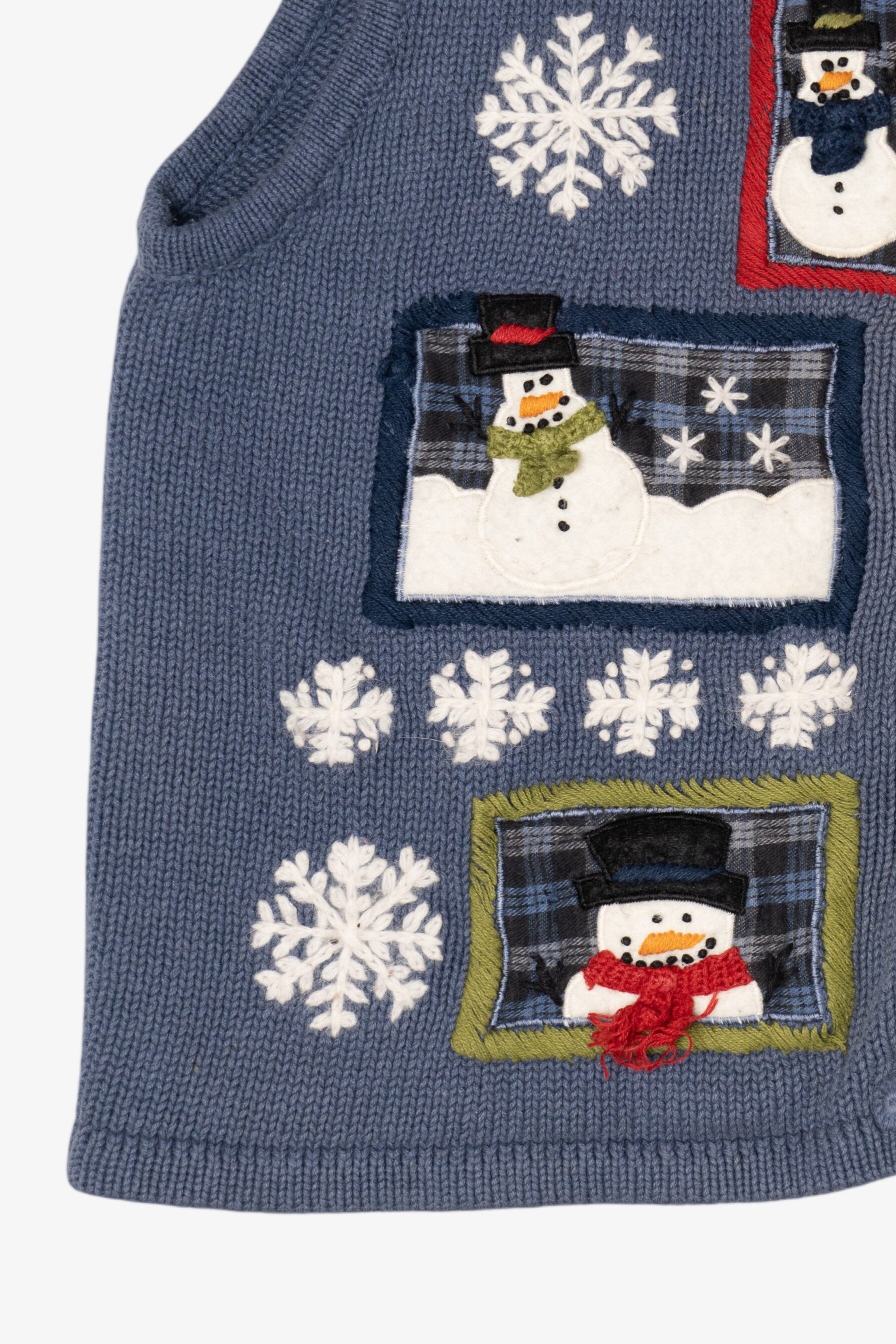 Vintage Blue Belle Pointe Snowmen Ugly Christmas Vest (1990s)