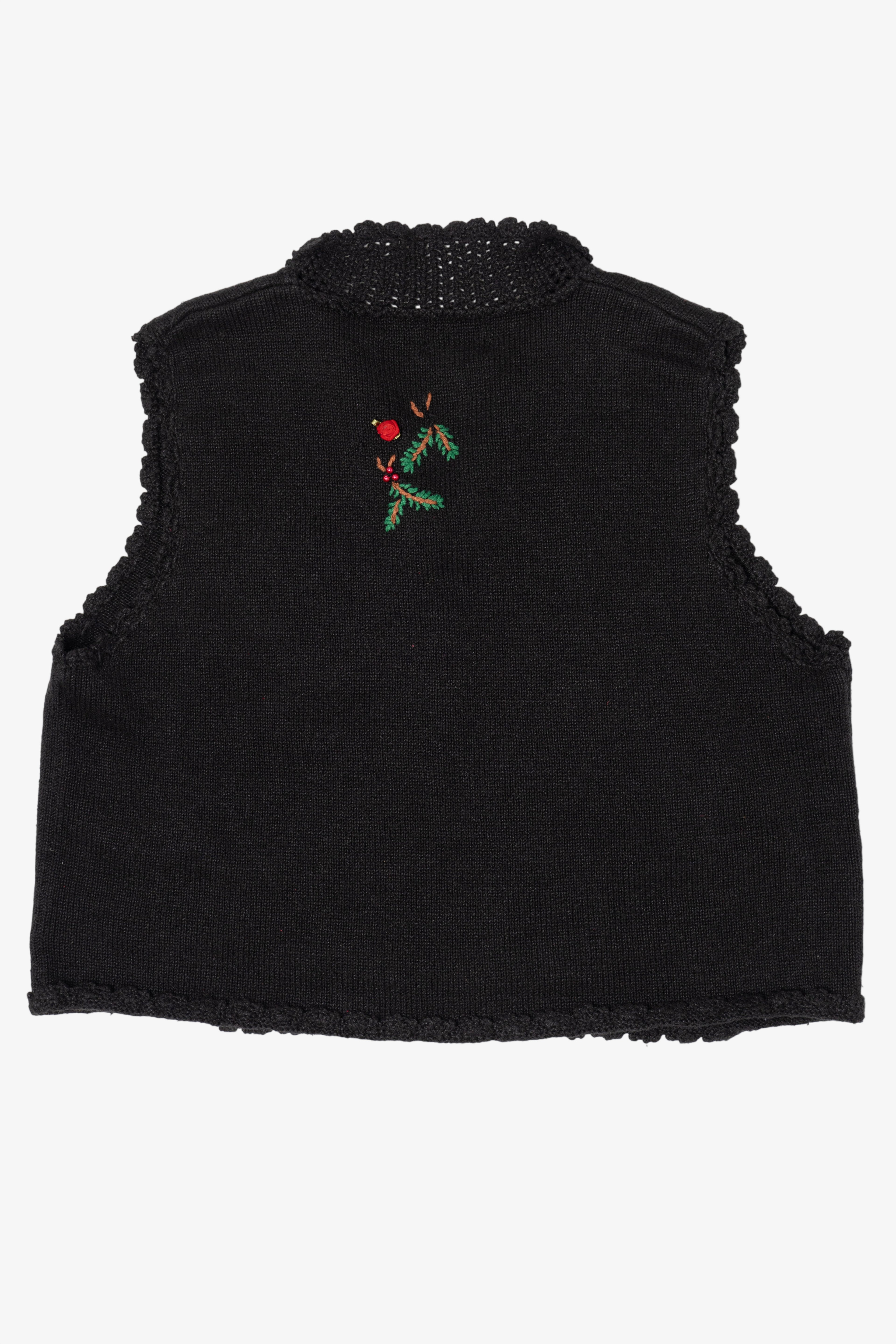 Vintage Black Designers Originals Studio Flowers Ugly Christmas Vest (1990s)