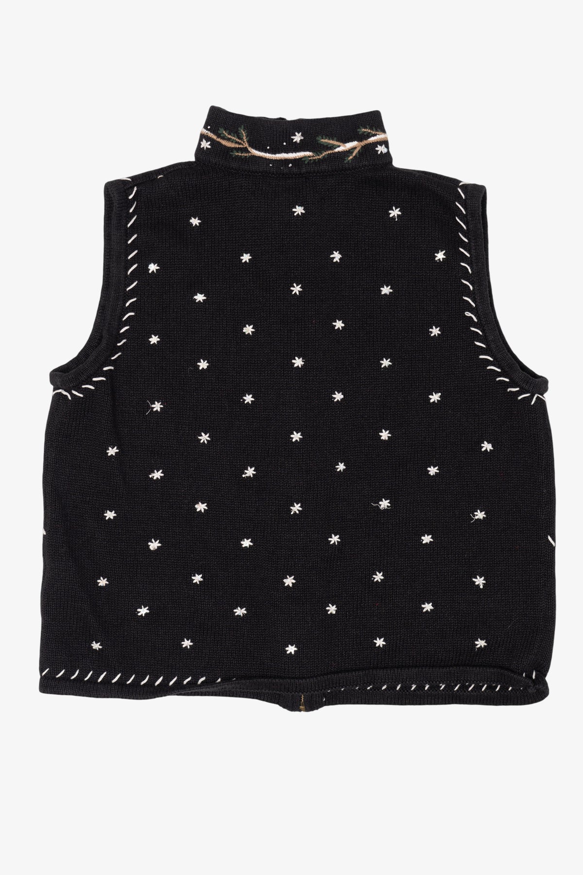 Vintage Hand Embroidered Black Christopher & Banks Cardinals Ugly Christmas Vest (1990s)