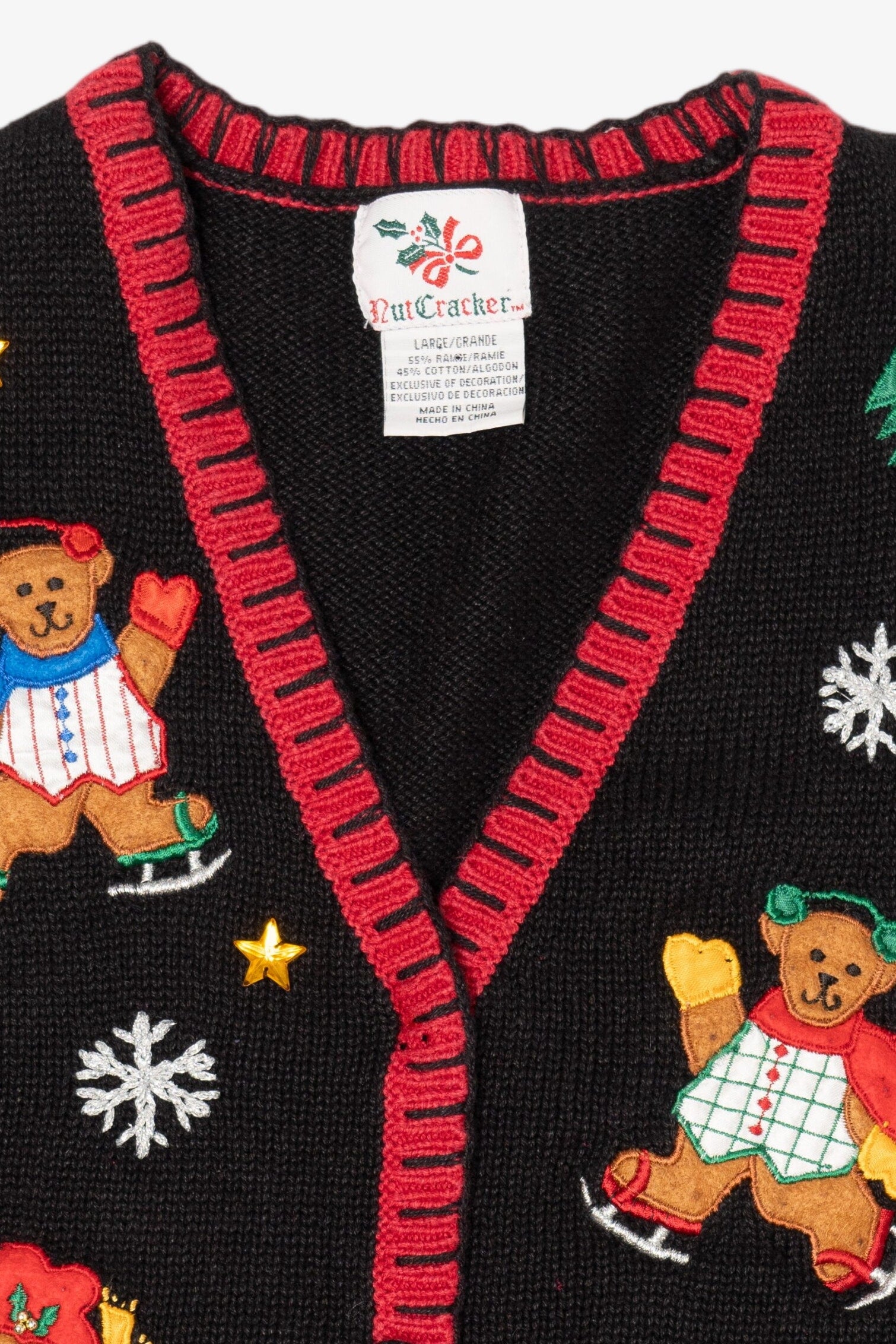 Vintage Black Nutcracker Bears Ugly Christmas Vest (1990s)
