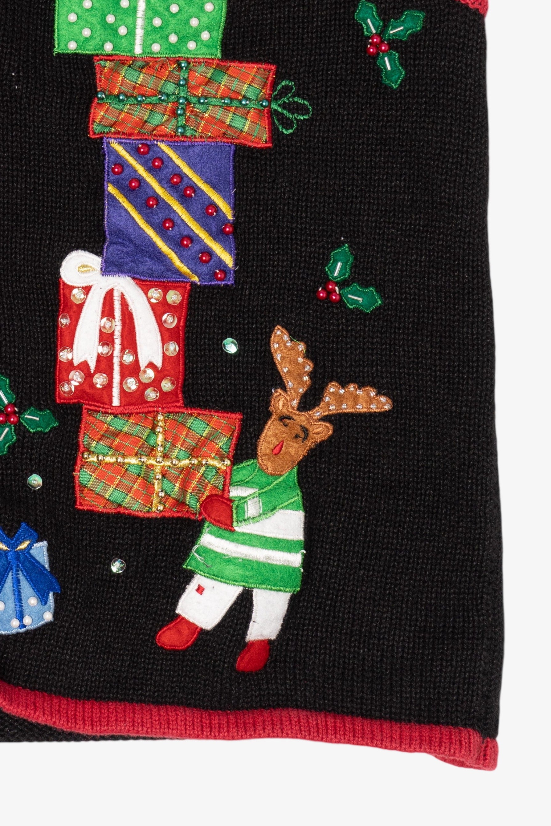 Vintage Black Bobbie Brooks Presents Ugly Christmas Vest (1990s)