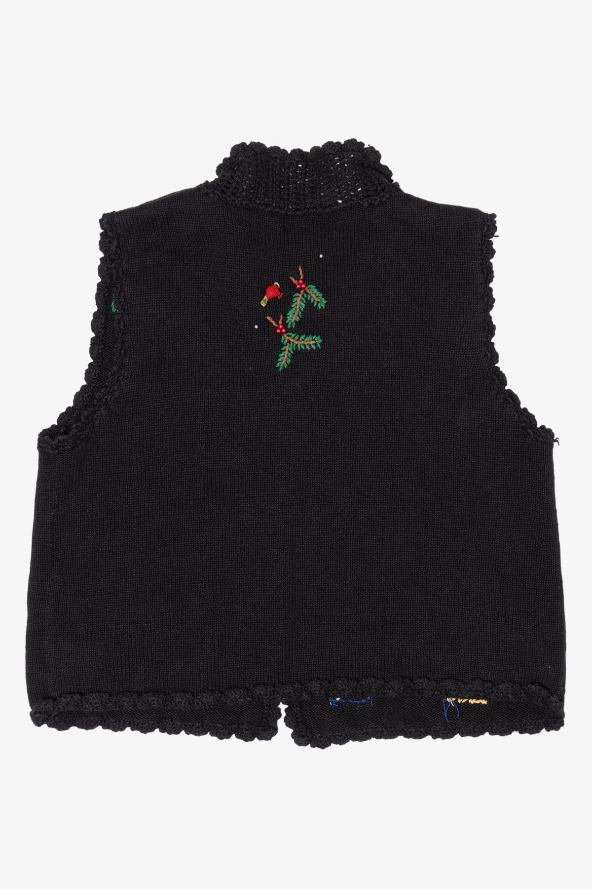Vintage Black Hampshire Studio Holly Ugly Christmas Vest (1990s)