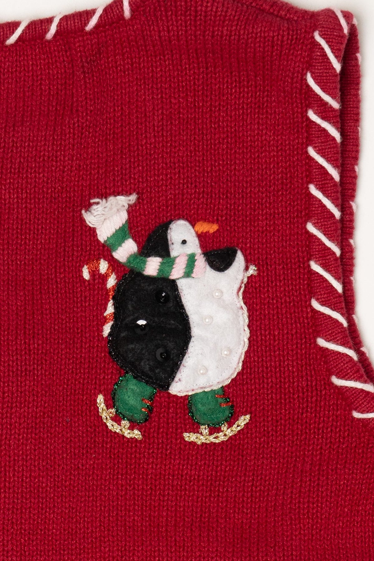 Vintage Red Heirloom Collectible Penguins Ugly Christmas Vest (2000s)