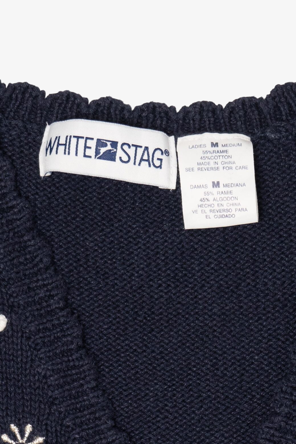 Vintage Navy Blue White Stag Teddy Bears Skiing Ugly Christmas Vest (1990s)