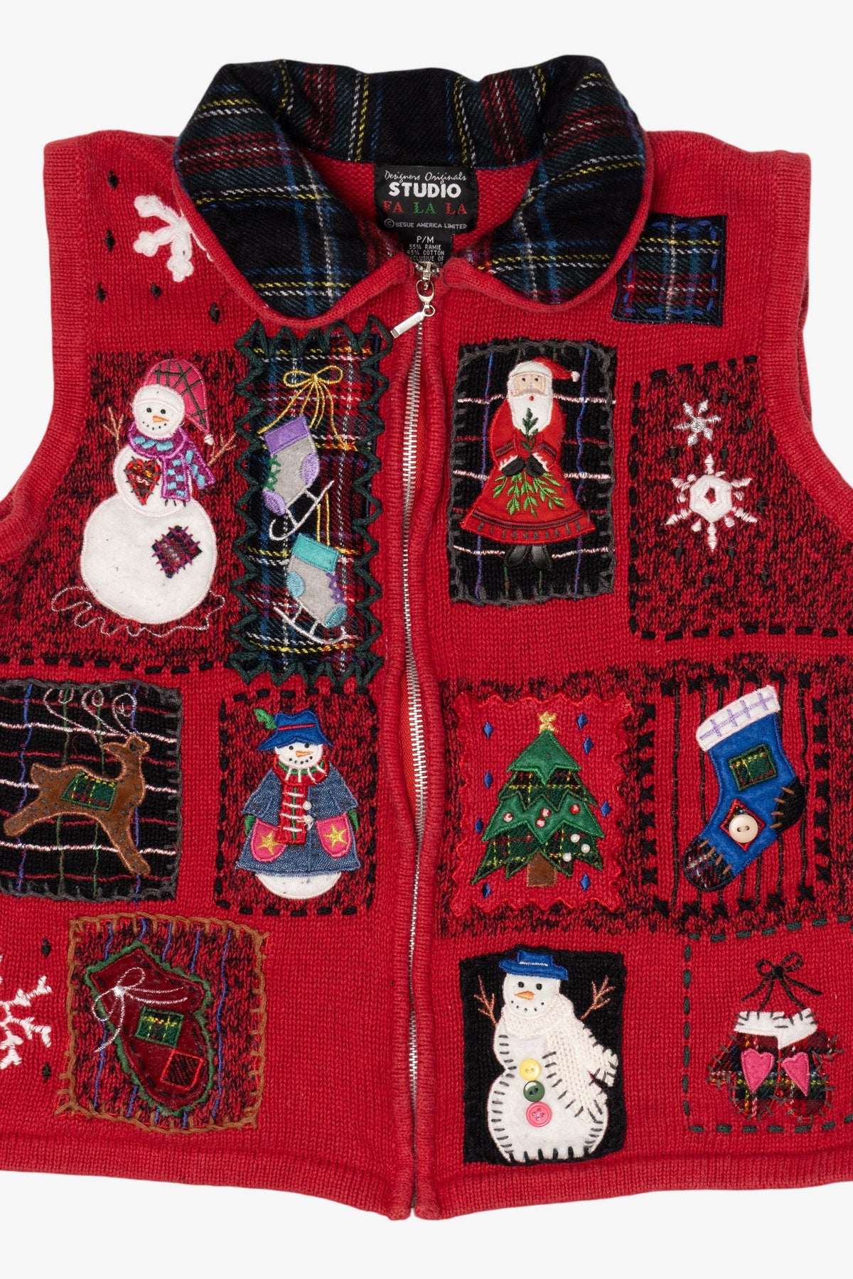 Vintage Red White Stag Patchwork Ugly Christmas Vest (1990s)