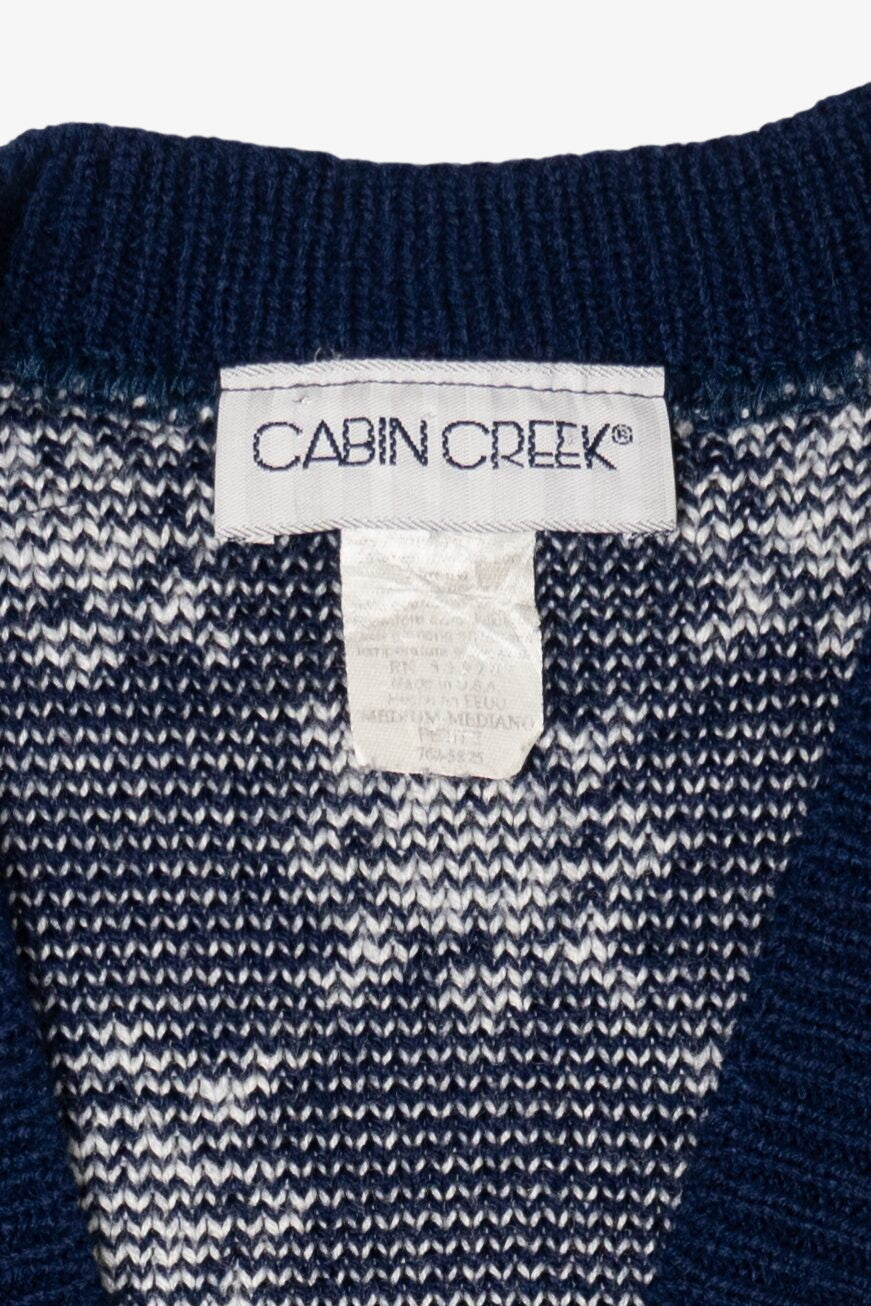 Vintage Navy Blue Cabin Creek Snowmen Ugly Christmas Vest (1990s)