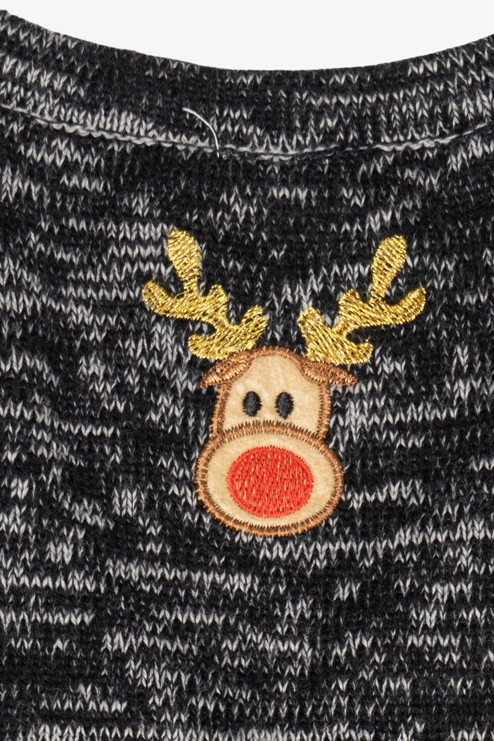 Vintage Dark Gray Holiday Time Reindeer Ugly Christmas Vest (1990s)