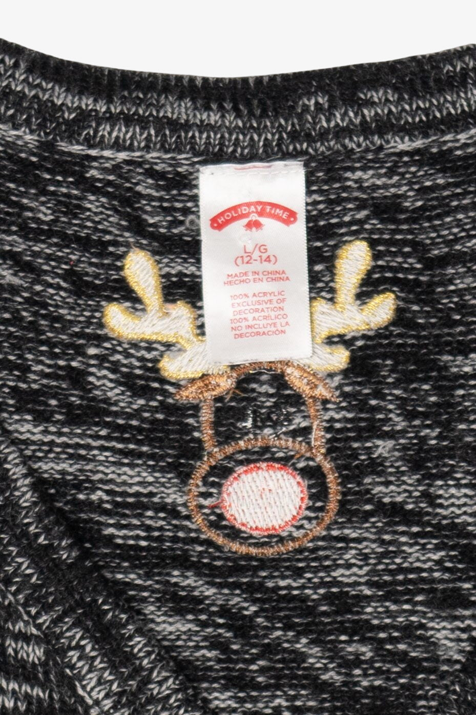 Vintage Dark Gray Holiday Time Reindeer Ugly Christmas Vest (1990s)