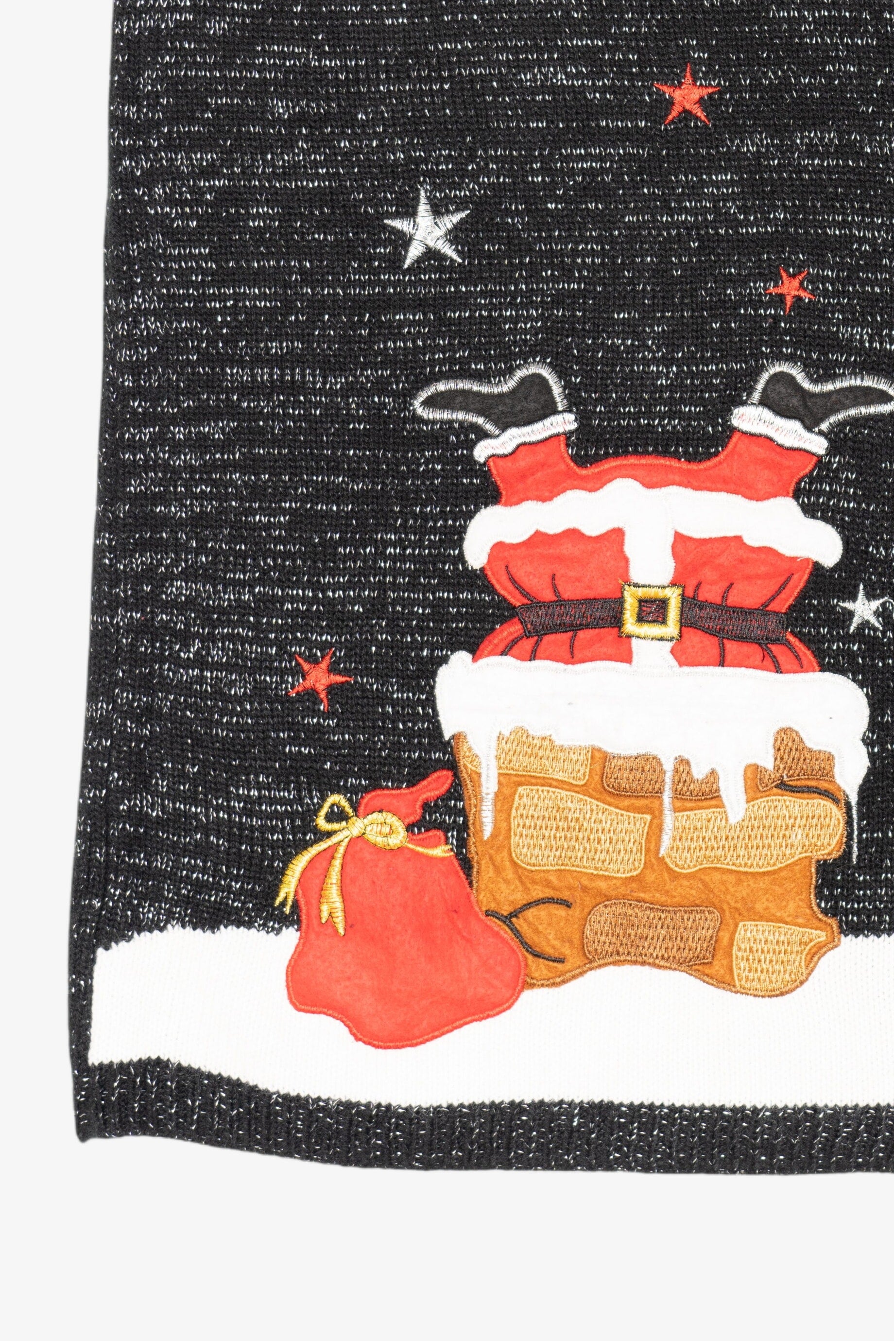 Vintage Holiday Time Santa In Chimney Ugly Christmas Sweater (1990s)
