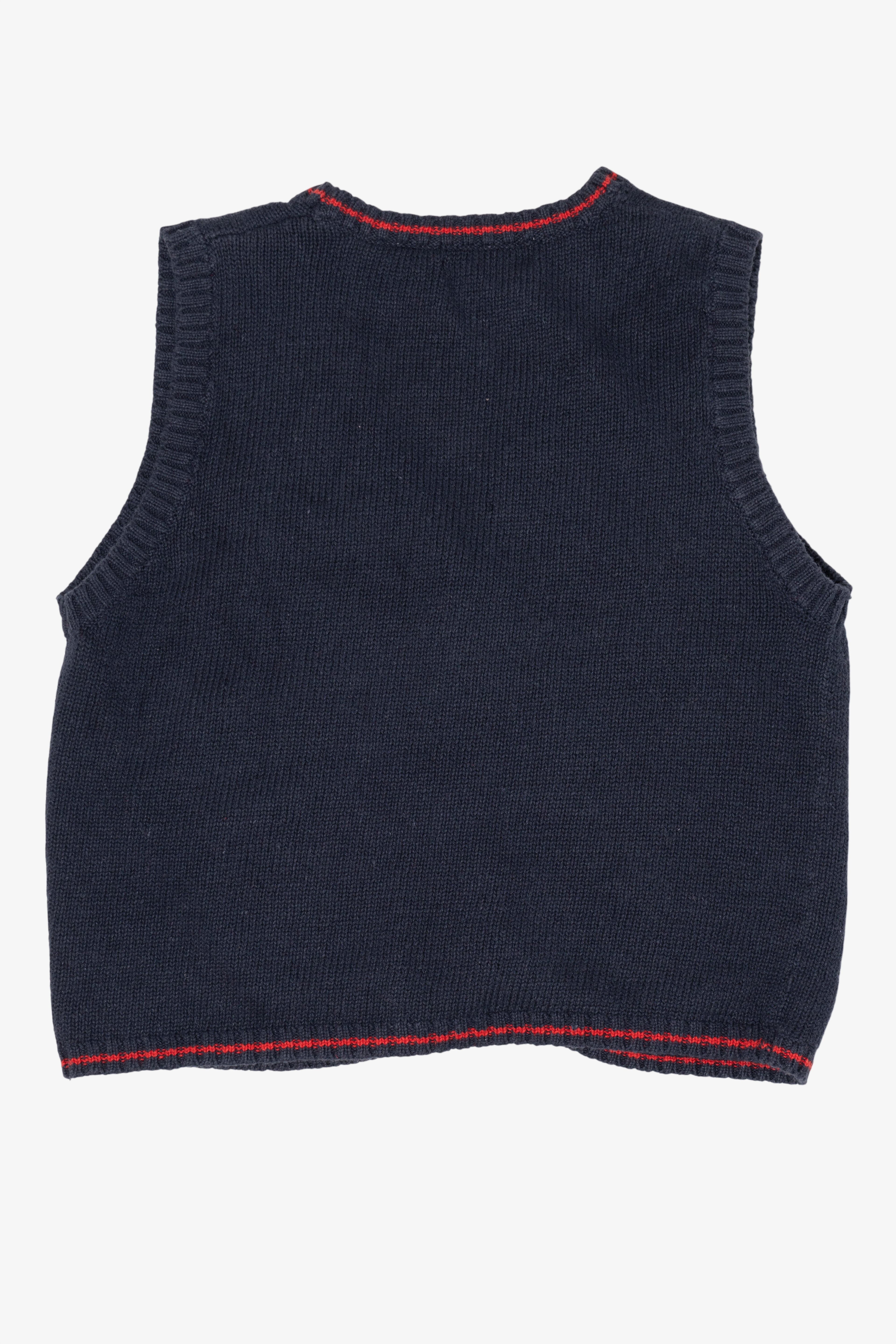 Vintage Navy Blue White Stag Choir Bears Ugly Christmas Vest (1990s)