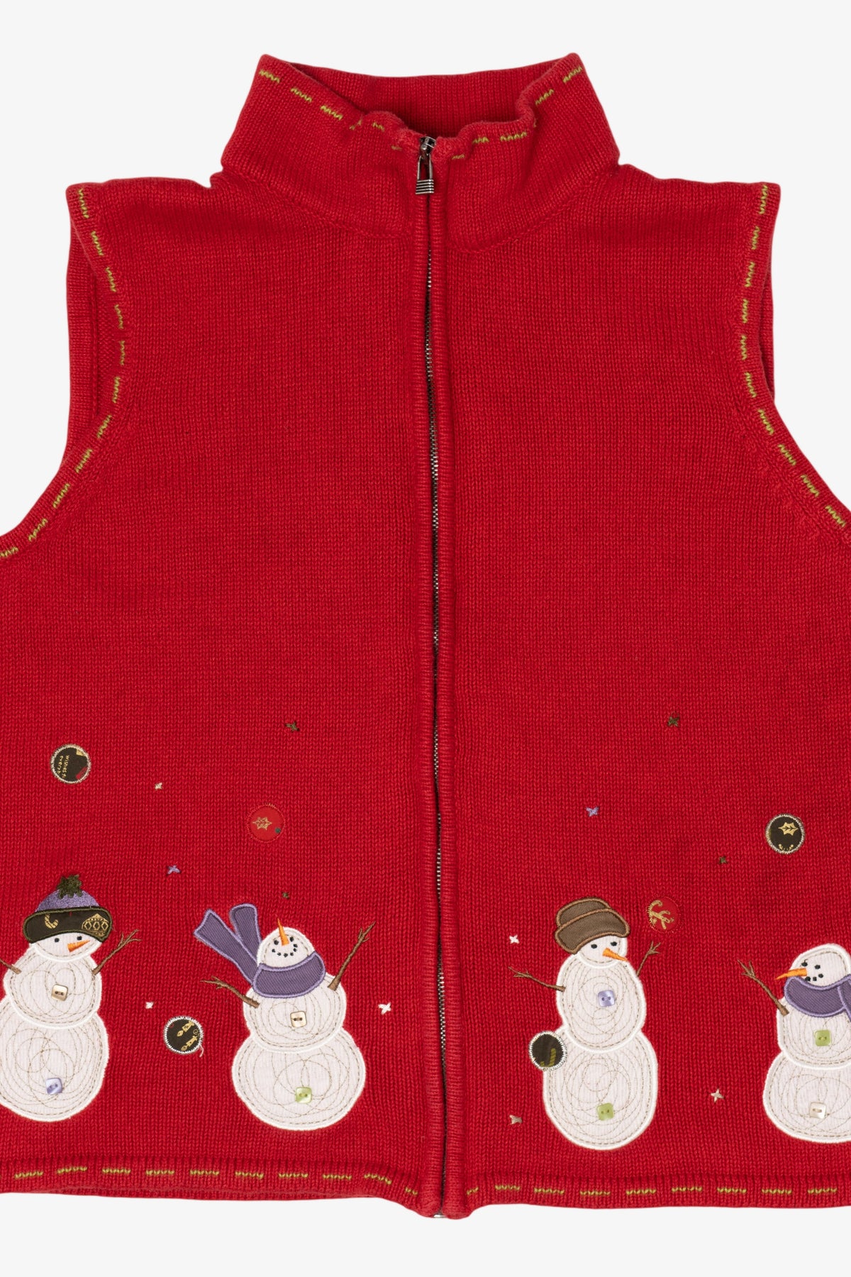 Vintage Red Christopher & Banks Snowmen Ugly Christmas Vest (1990s)