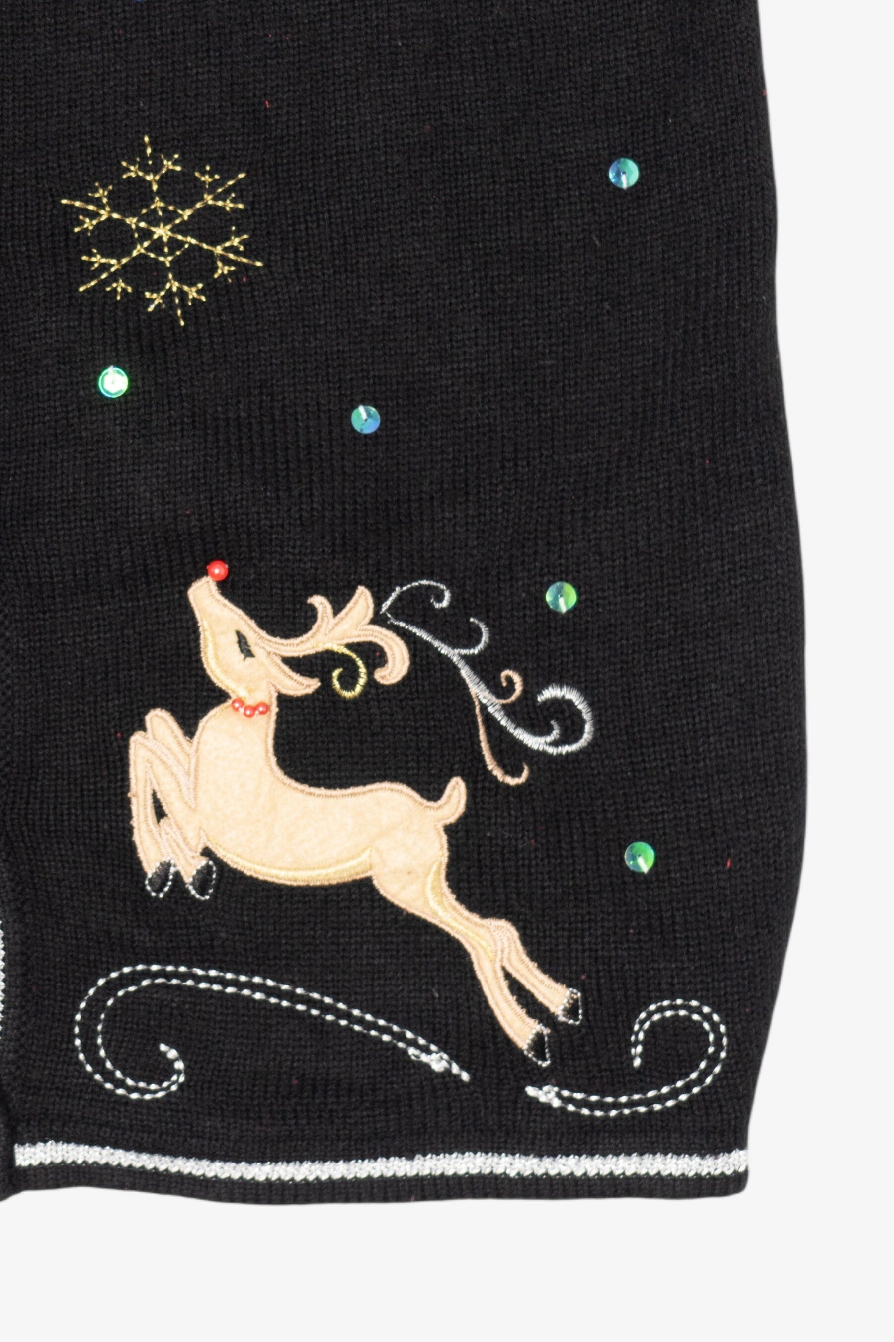 Vintage Black White Stag Reindeer Ugly Christmas Vest (1990s)