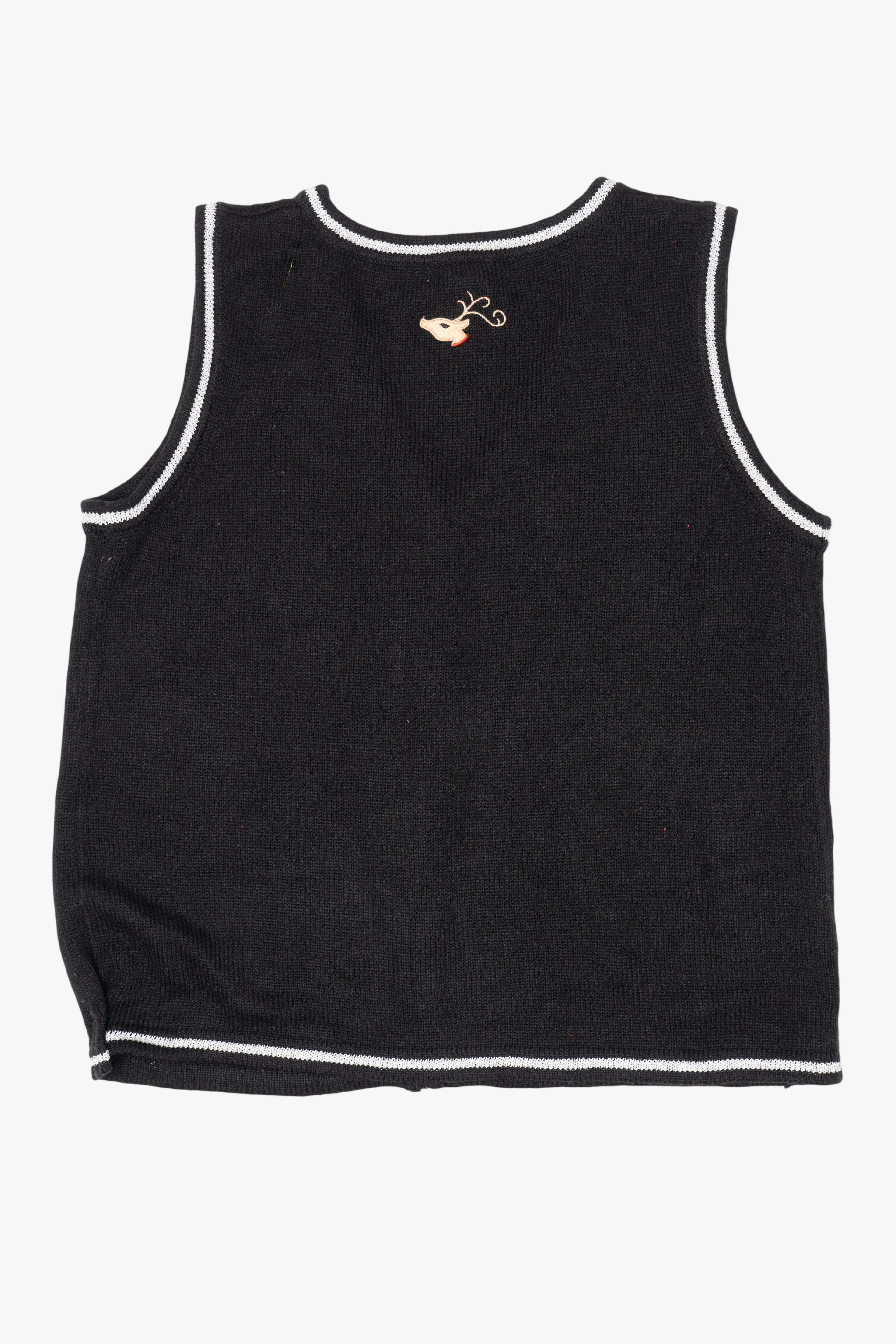 Vintage Black White Stag Reindeer Ugly Christmas Vest (1990s)