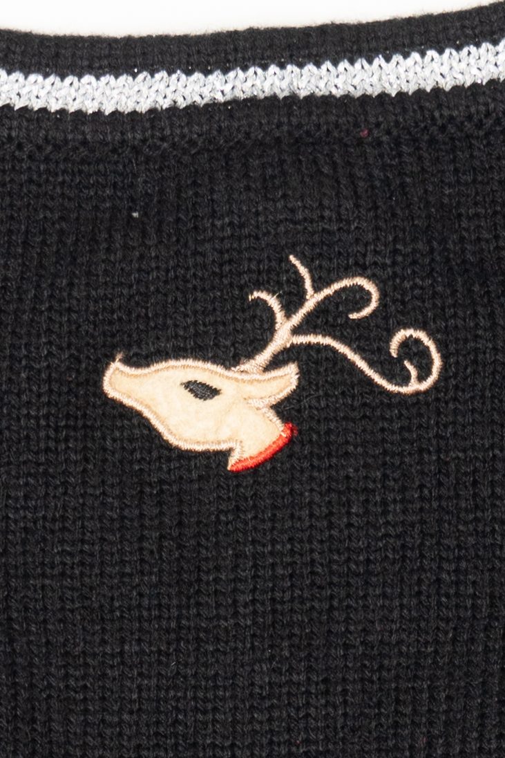 Vintage Black White Stag Reindeer Ugly Christmas Vest (1990s)