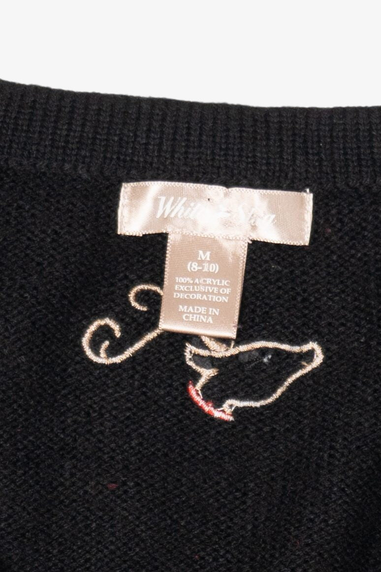 Vintage Black White Stag Reindeer Ugly Christmas Vest (1990s)