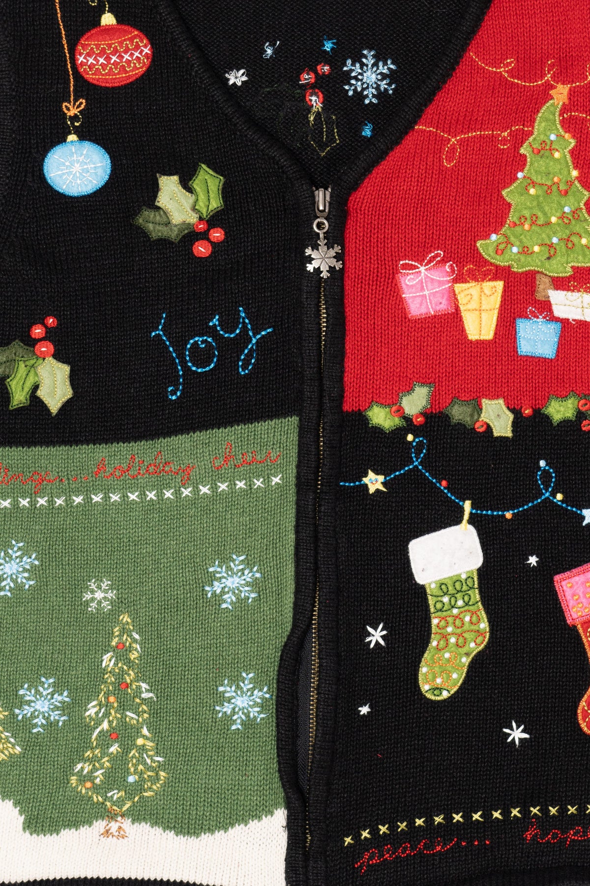 Vintage Black Christopher & Banks Color Block Ugly Christmas Vest (1990s)