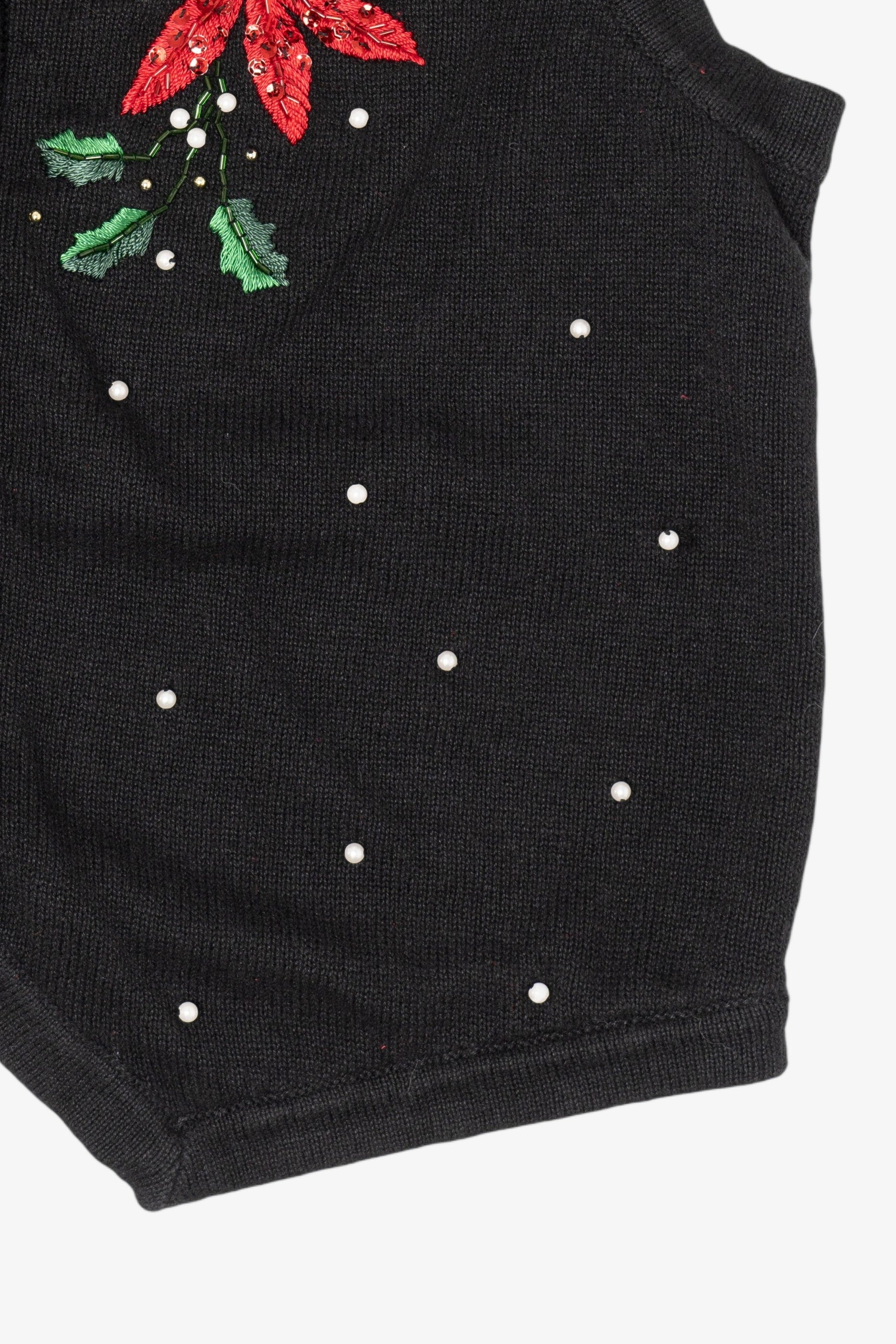 Vintage Black Ohi Poinsettias Ugly Christmas Vest (1990s)