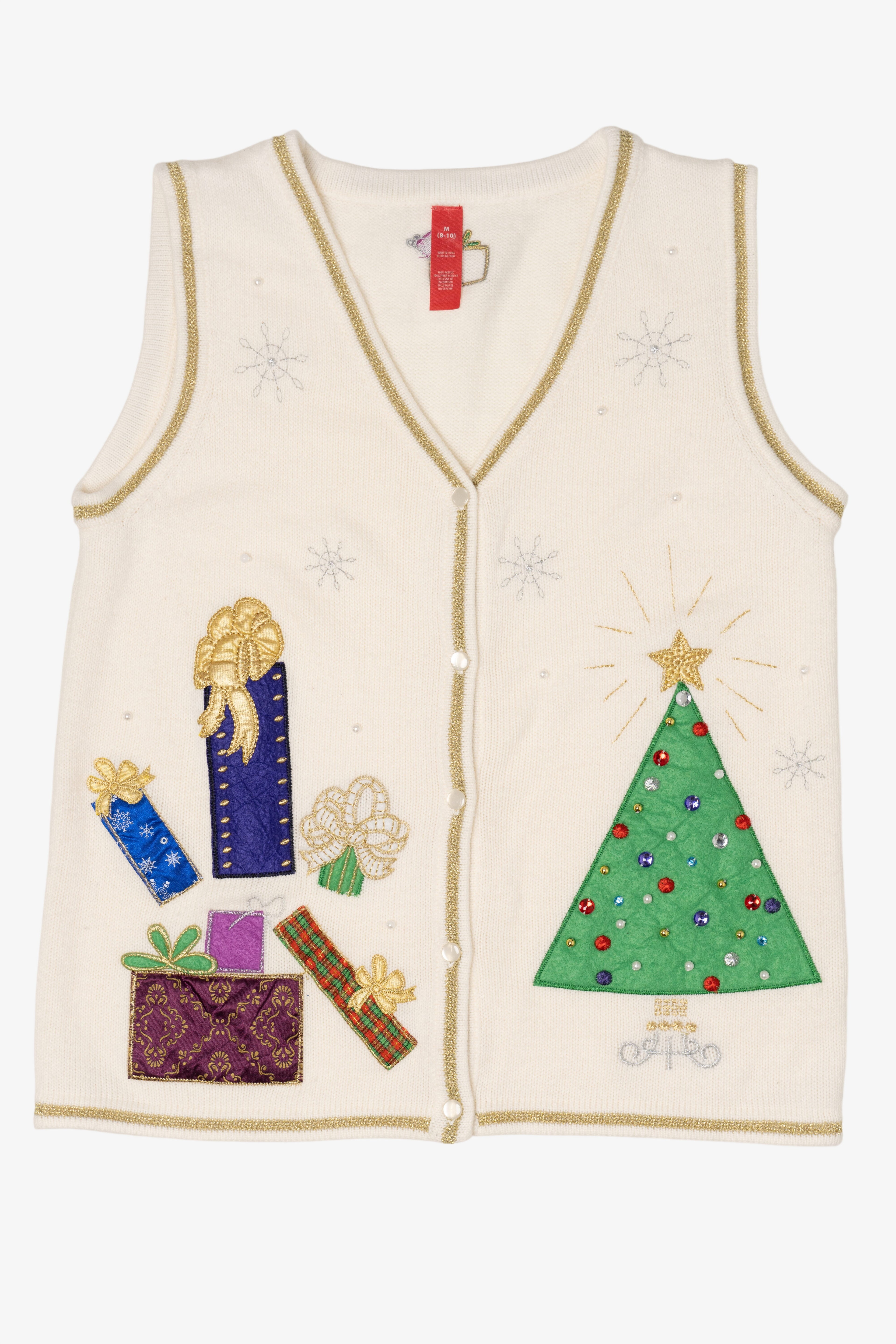 Vintage White Presents Ugly Christmas Vest (1990s)