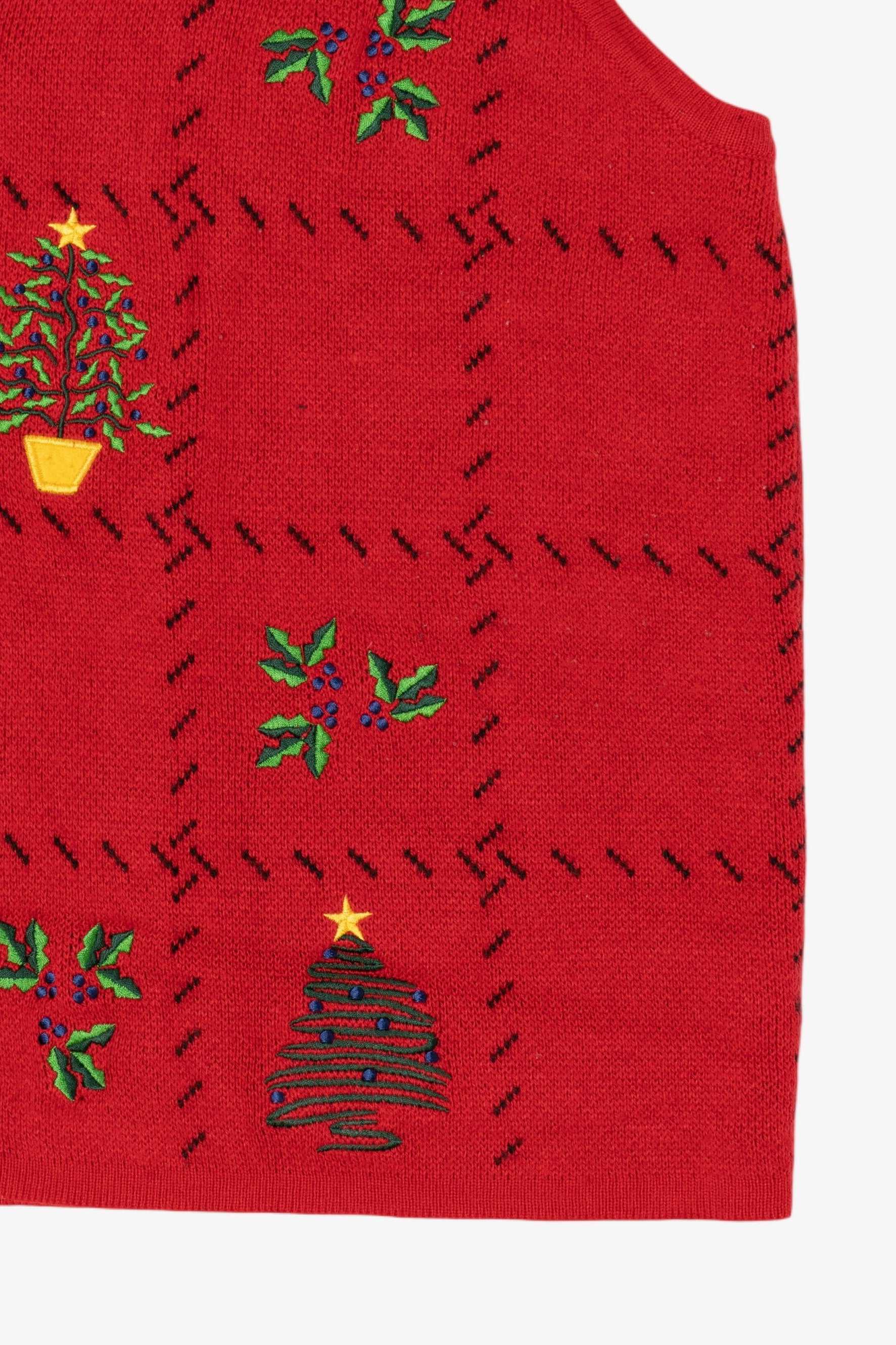 Vintage Red Crystal Kobe Trees Ugly Christmas Vest (1990s)