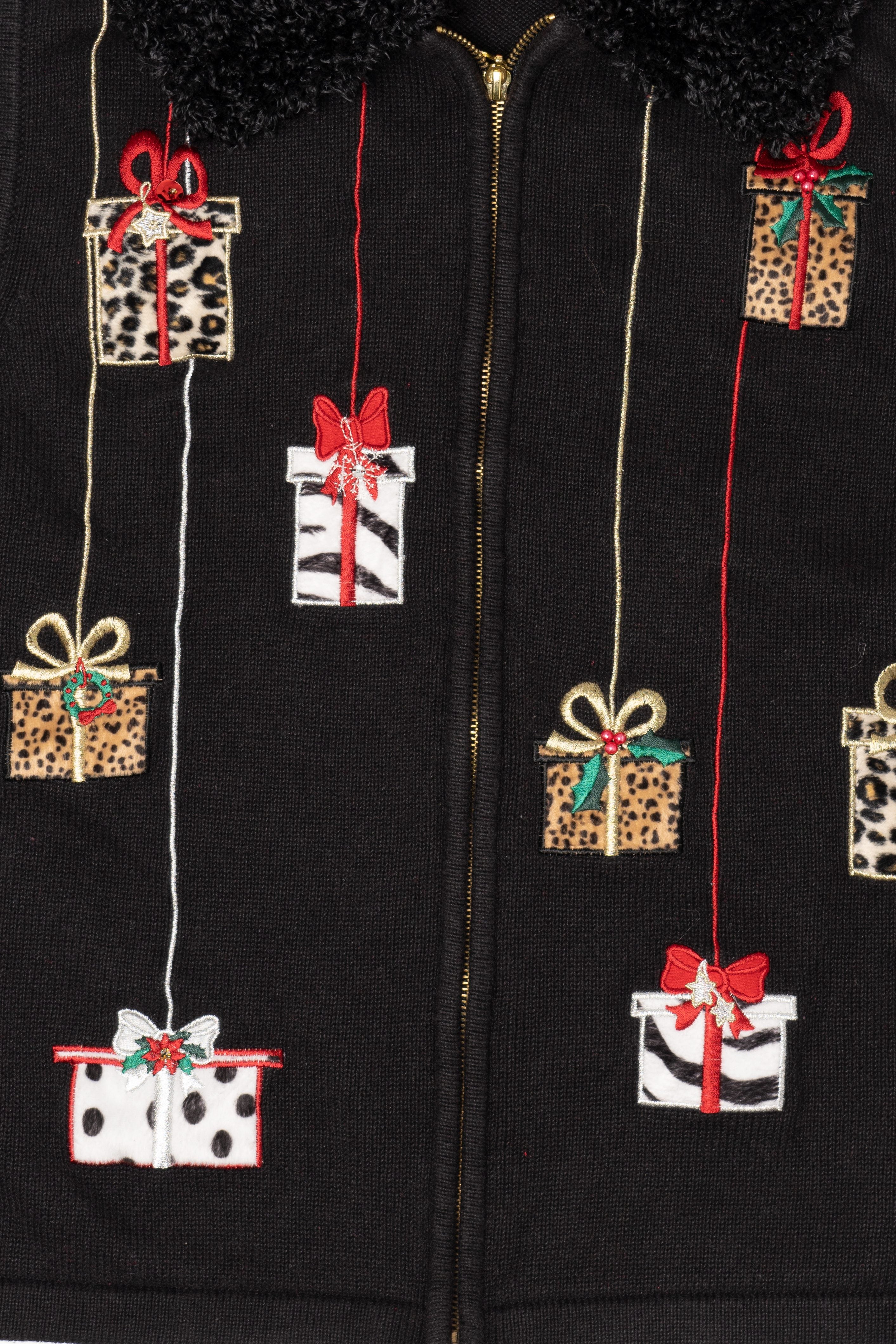 Vintage Black Merry & Bright Presents Ugly Christmas Vest (2000s)