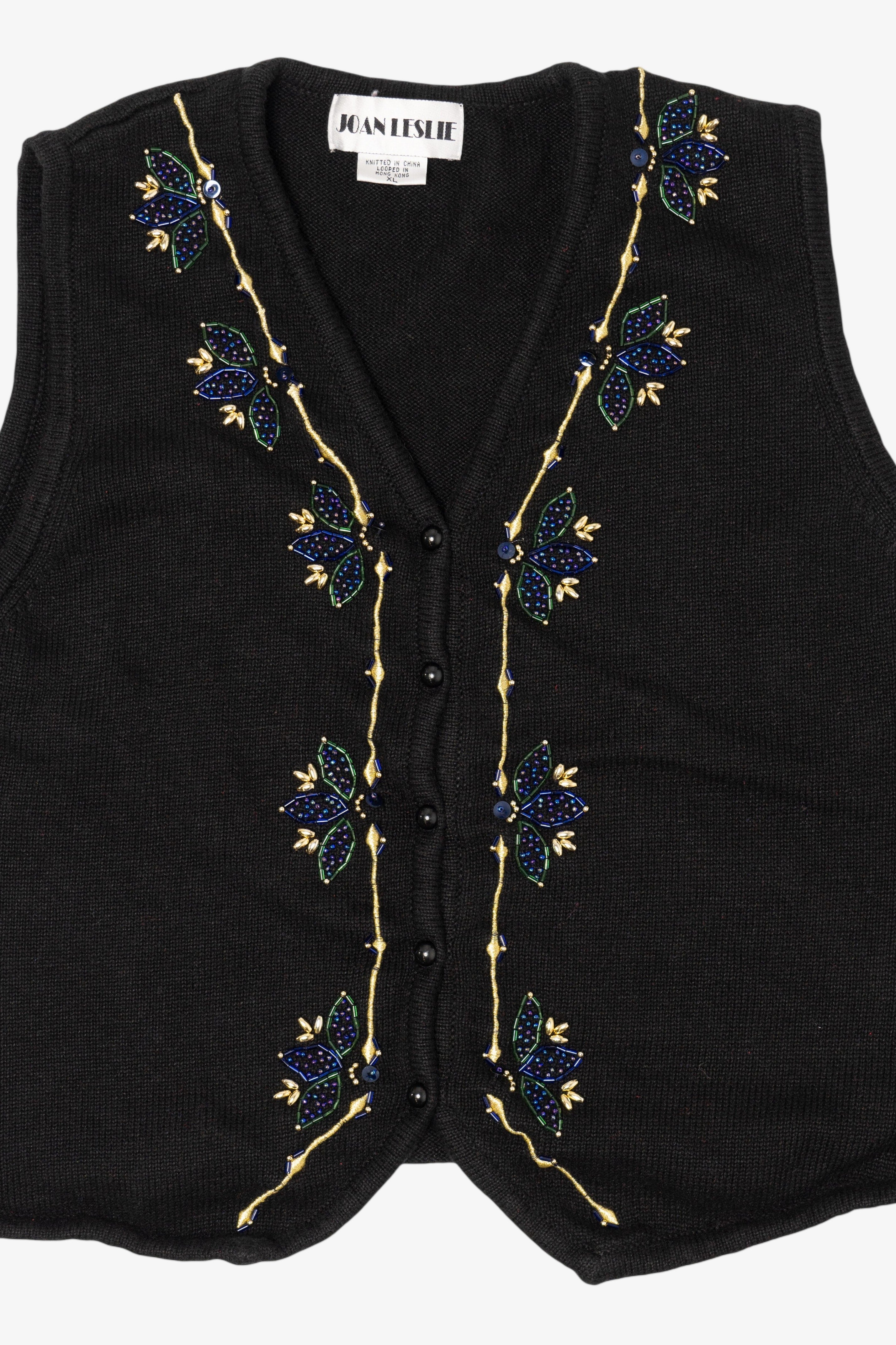 Vintage Black Joan Leslie Ugly Christmas Vest (1990s)