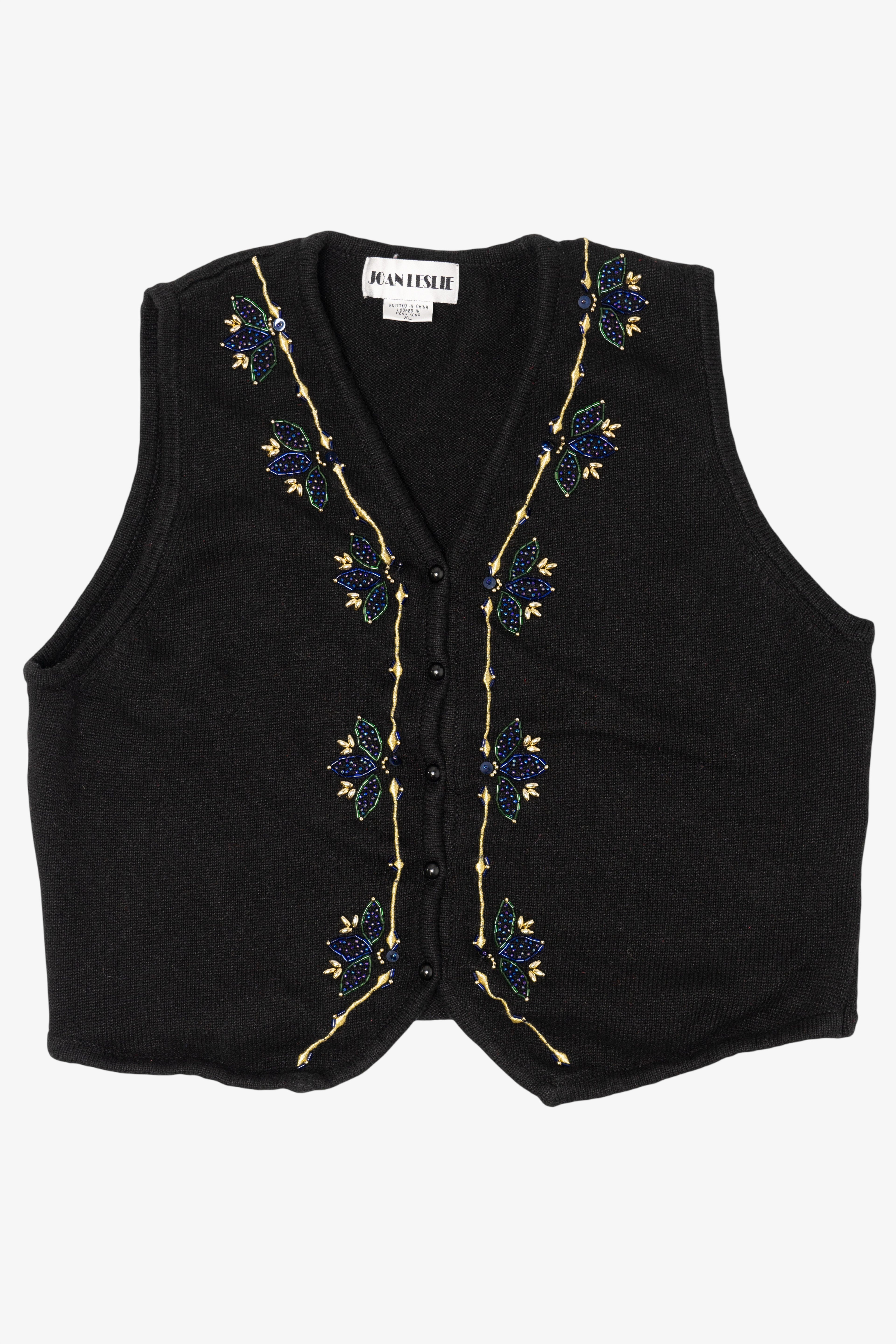 Vintage Black Joan Leslie Ugly Christmas Vest (1990s)