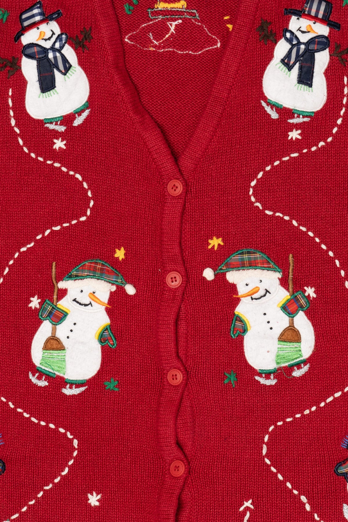 Vintage Red Bobbie Brooks Snowmen Ugly Christmas Vest (1990s)