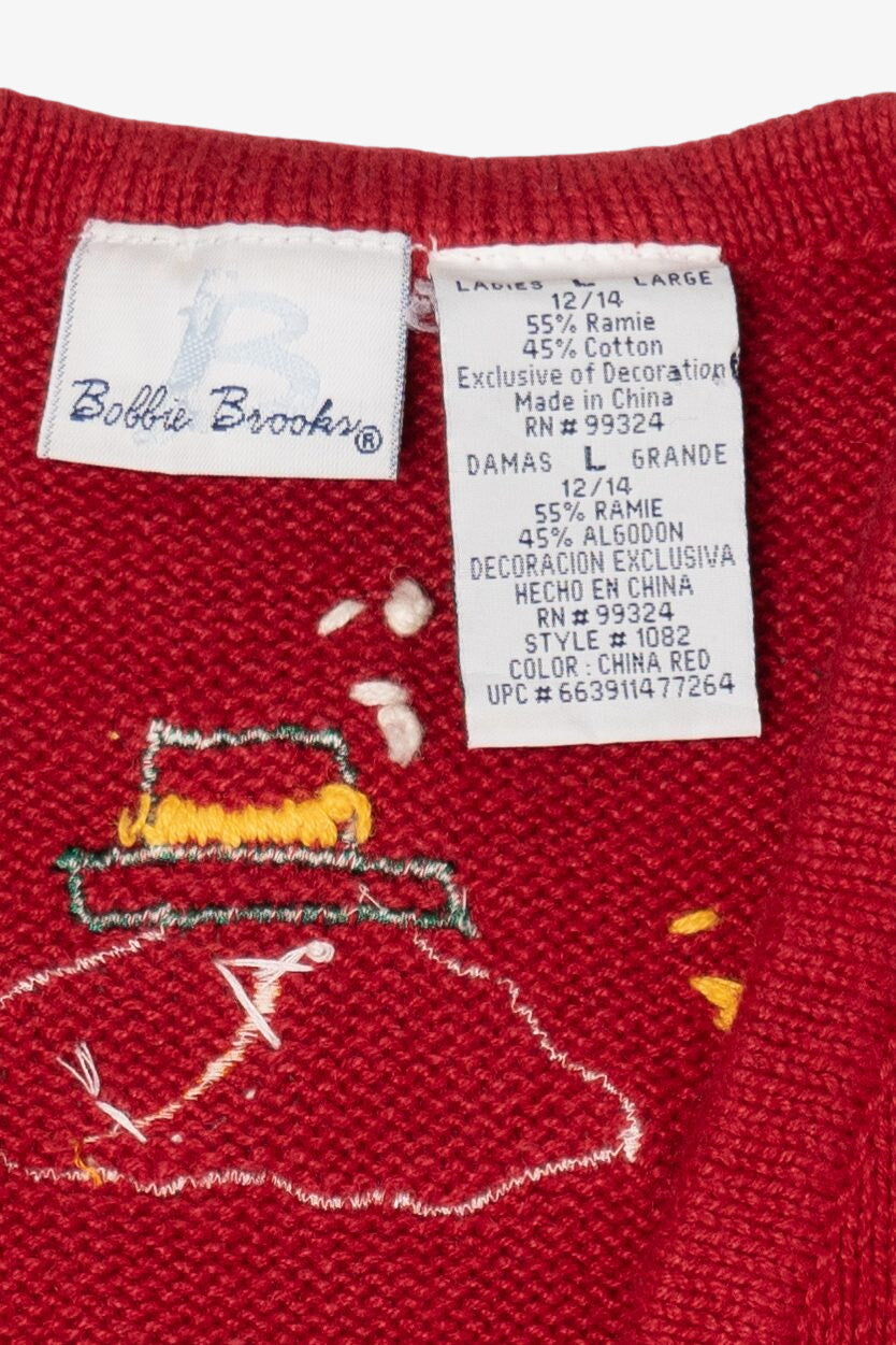 Vintage Red Bobbie Brooks Snowmen Ugly Christmas Vest (1990s)