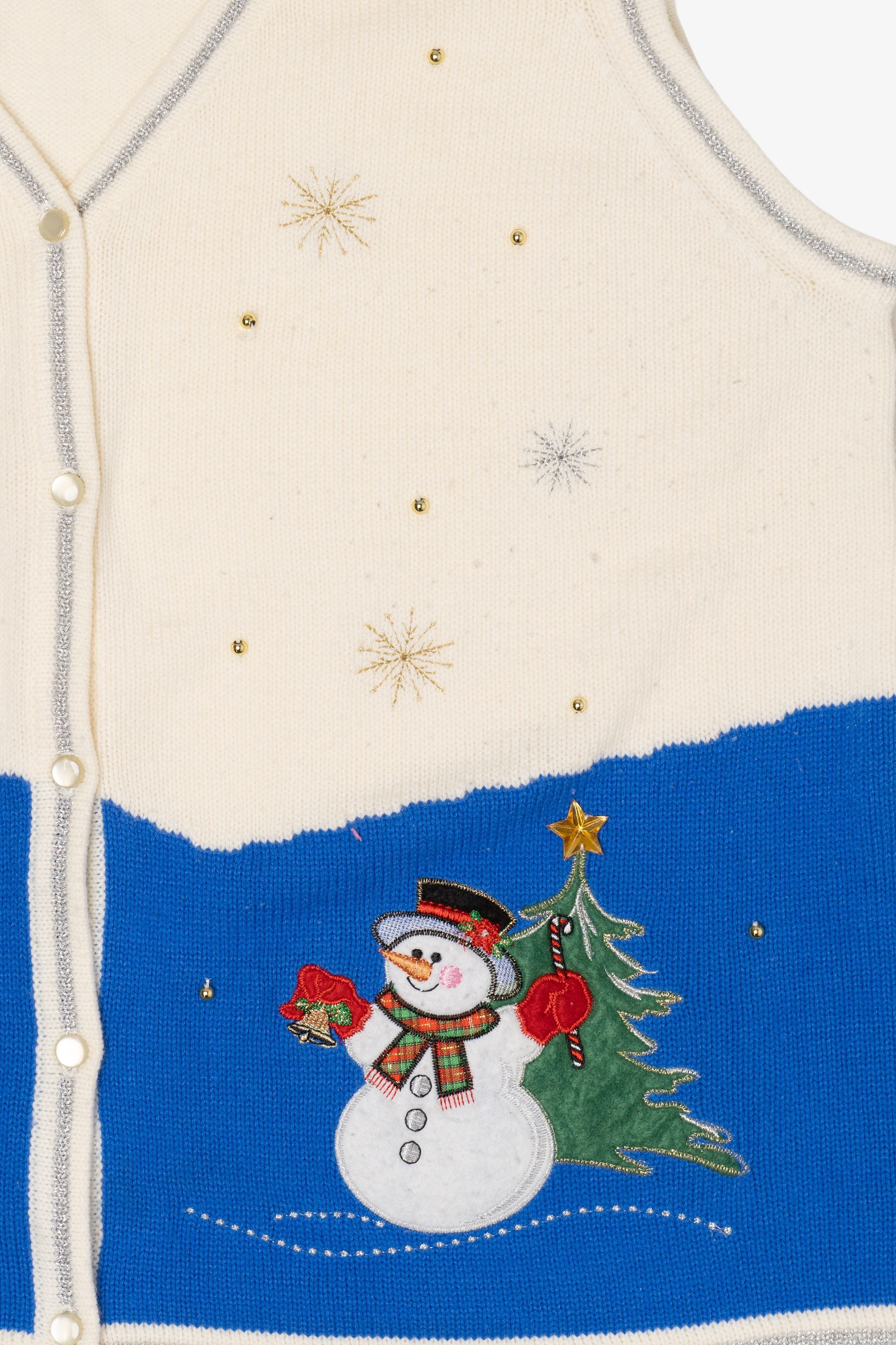Vintage White Stag Snowman Polar Bear Ugly Christmas Vest (1990s)