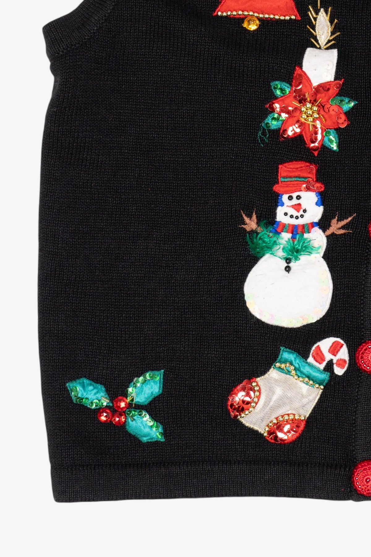 Vintage Black Lisa International Snowmen Ugly Christmas Vest (1990s)