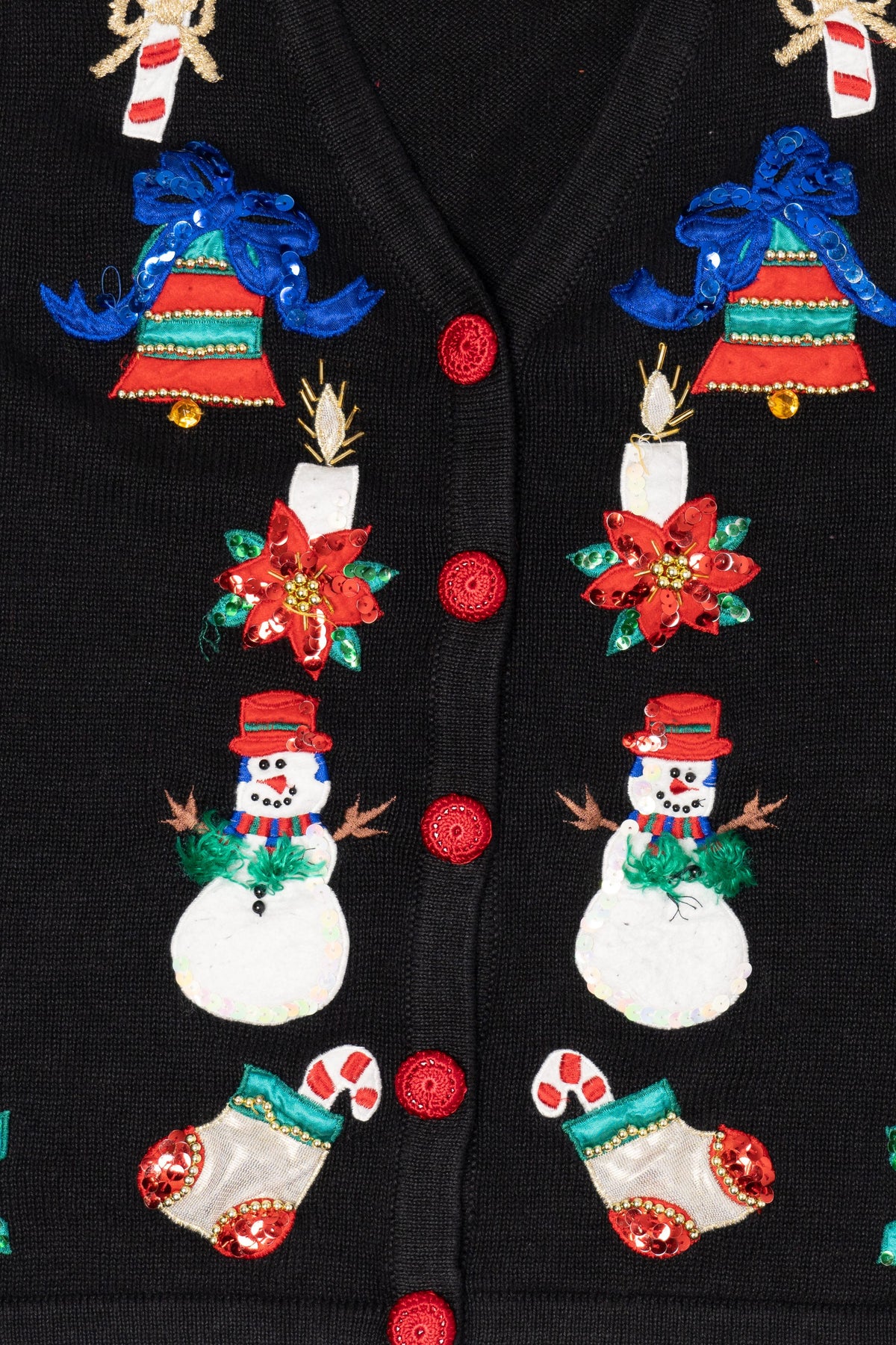 Vintage Black Lisa International Snowmen Ugly Christmas Vest (1990s)