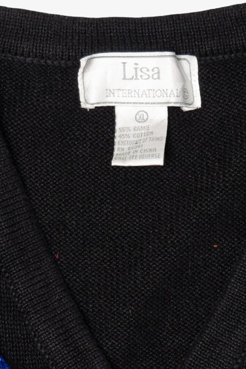 Vintage Black Lisa International Snowmen Ugly Christmas Vest (1990s)