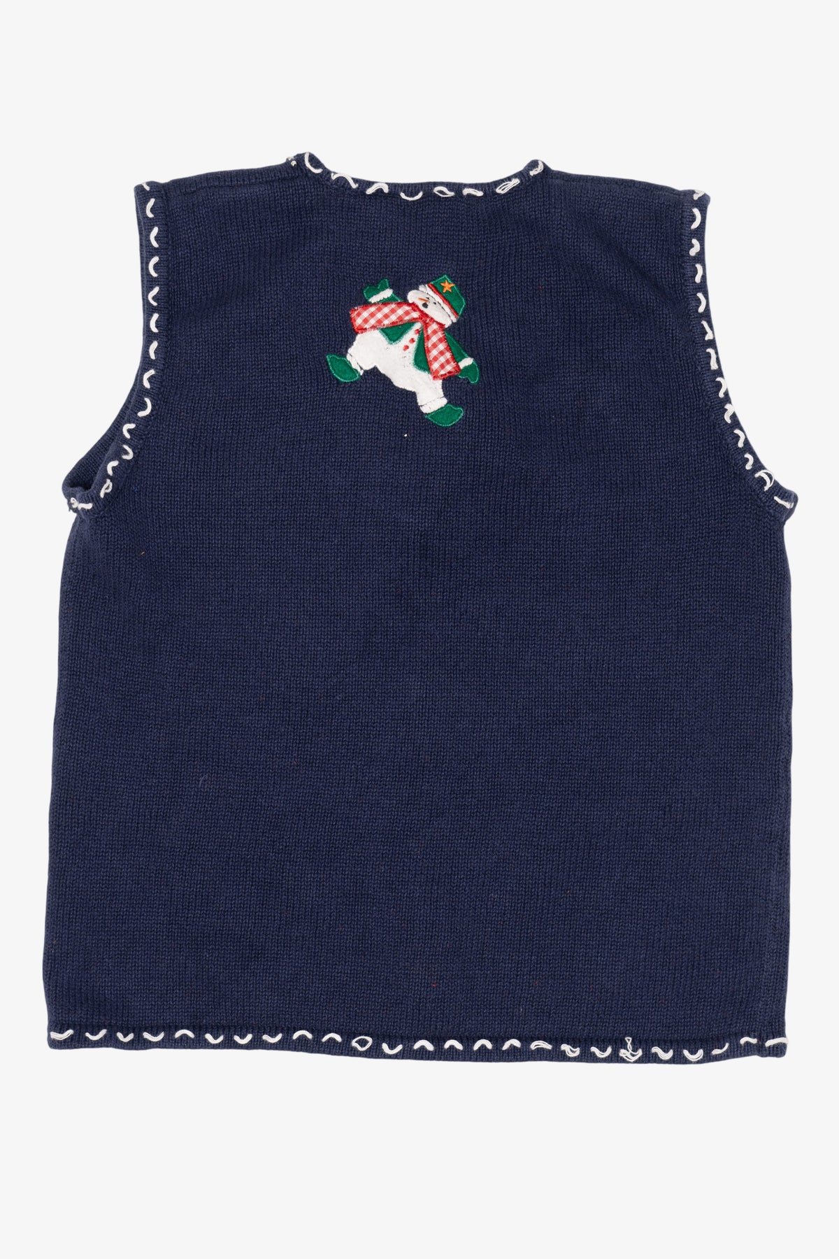 Vintage Navy Blue Bobbie Brooks Snowmen Ugly Christmas Vest (1990s)