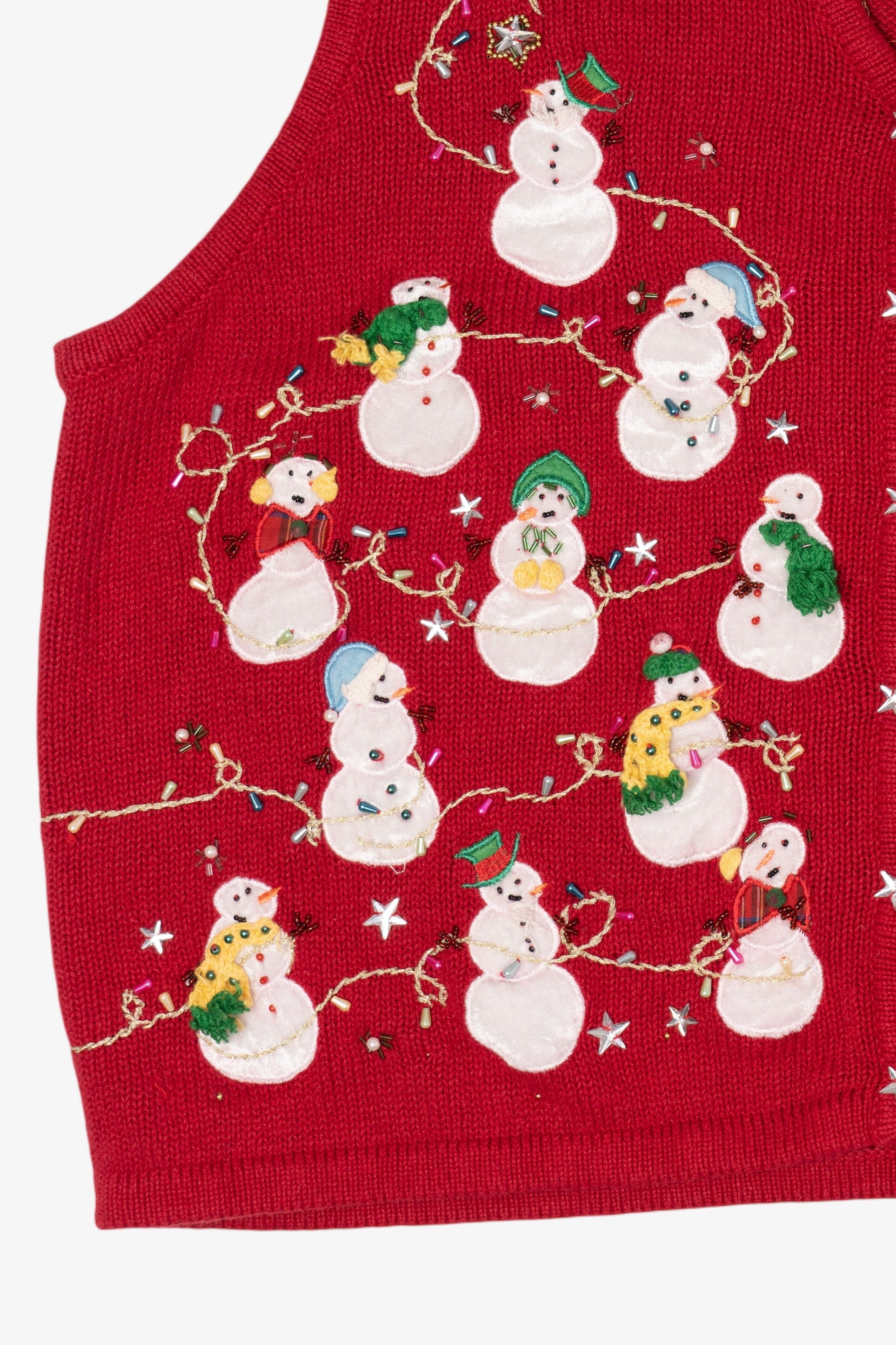 Vintage Red Snowmen Ugly Christmas Vest (1990s)