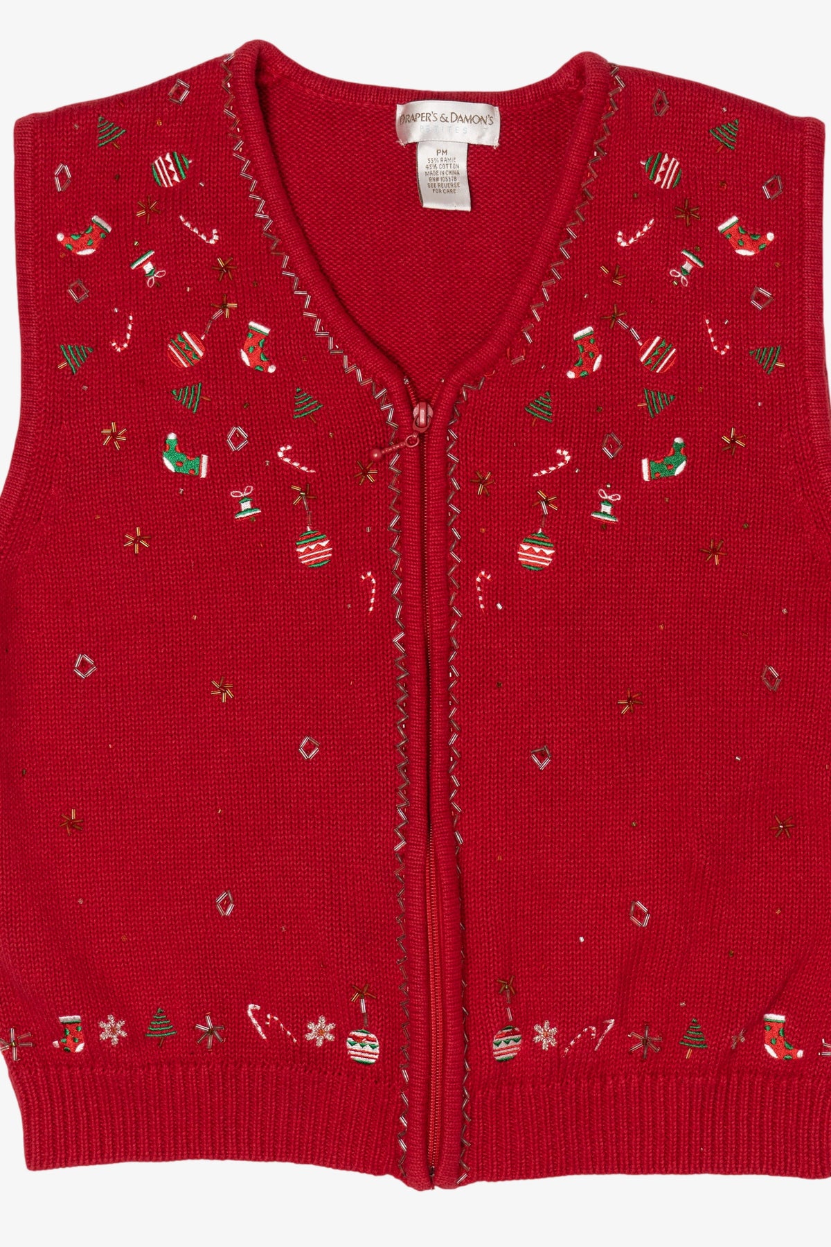 Vintage Red Draper's & Damon's Ugly Christmas Vest (1990s)