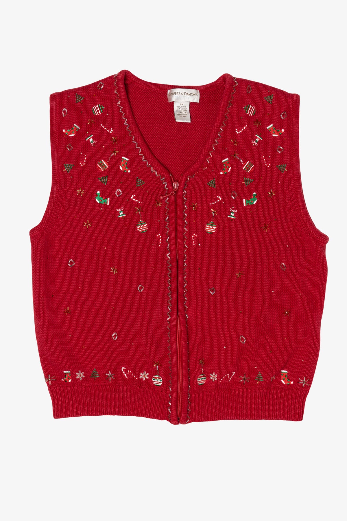 Vintage Red Draper's & Damon's Ugly Christmas Vest (1990s)