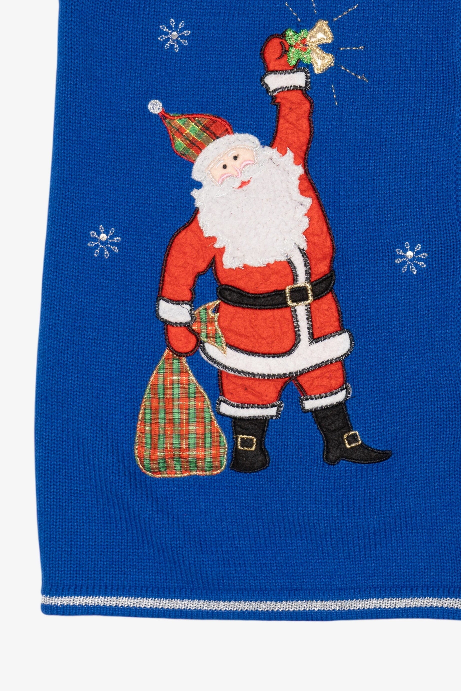 Vintage Blue Santa Fireplace Ugly Christmas Vest (1990s)