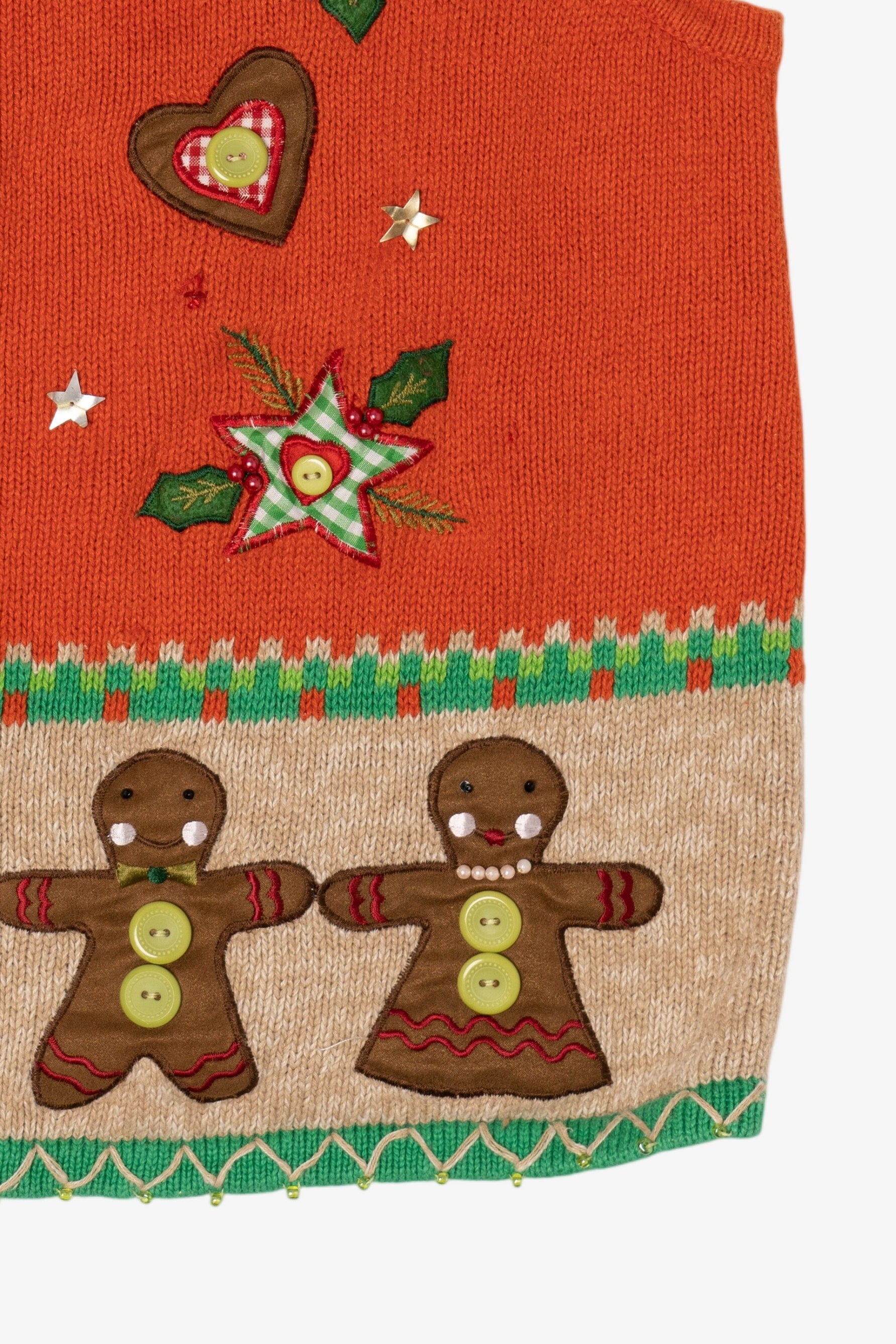Vintage Orange Gingerbread Ugly Christmas Vest (1990s)