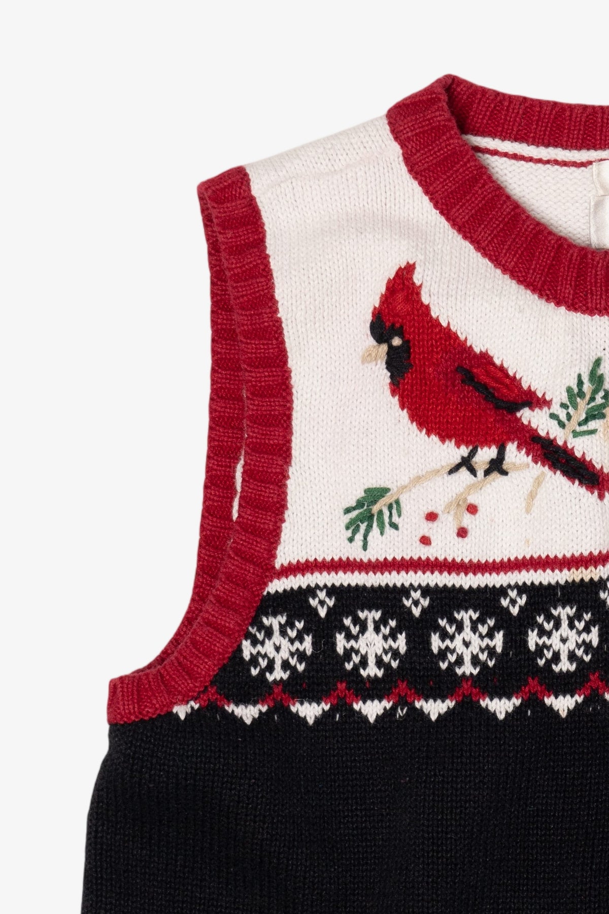 Vintage Hand Embroidered Christopher & Banks Cardinals Ugly Christmas Vest (1990s)