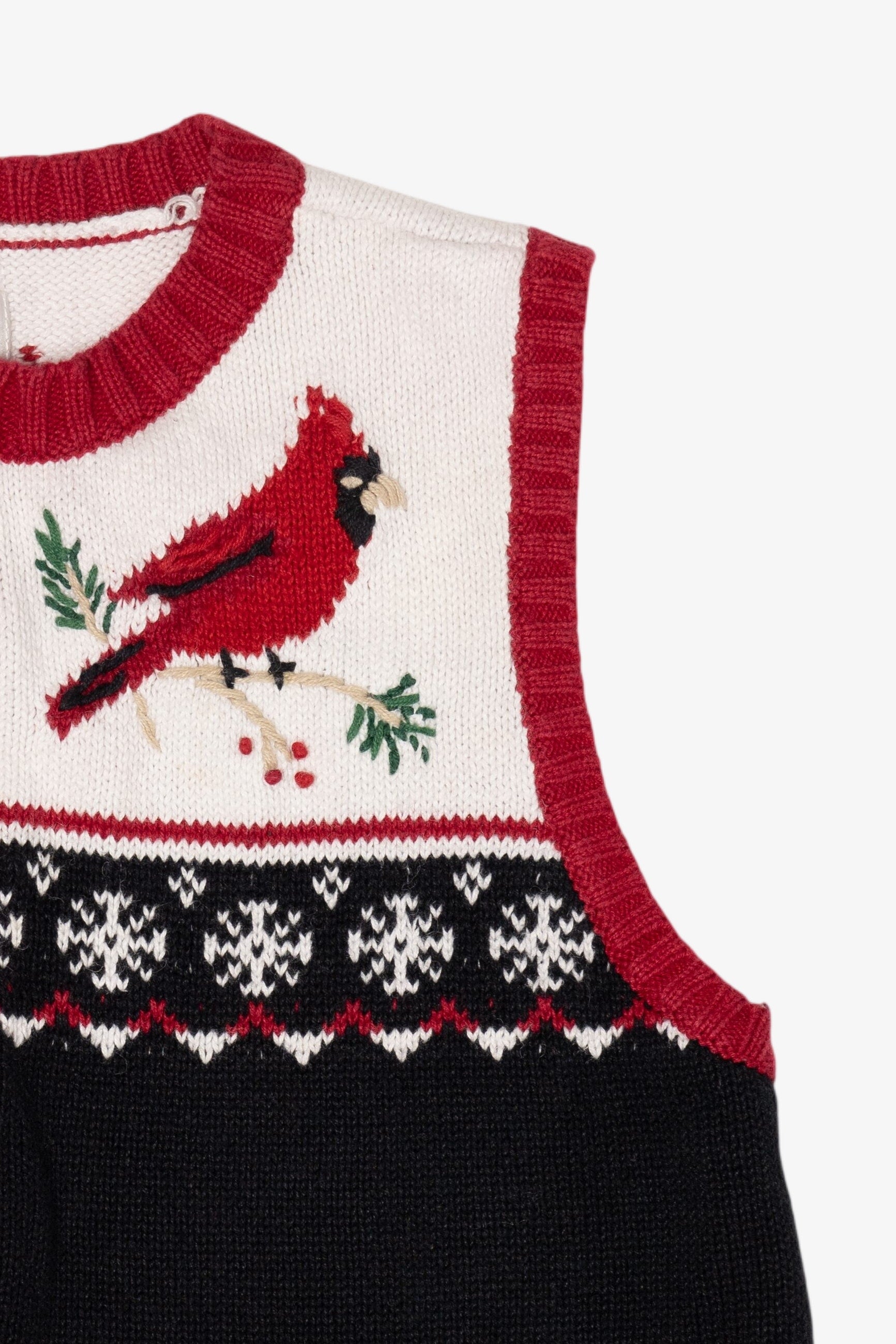 Vintage Hand Embroidered Christopher & Banks Cardinals Ugly Christmas Vest (1990s)