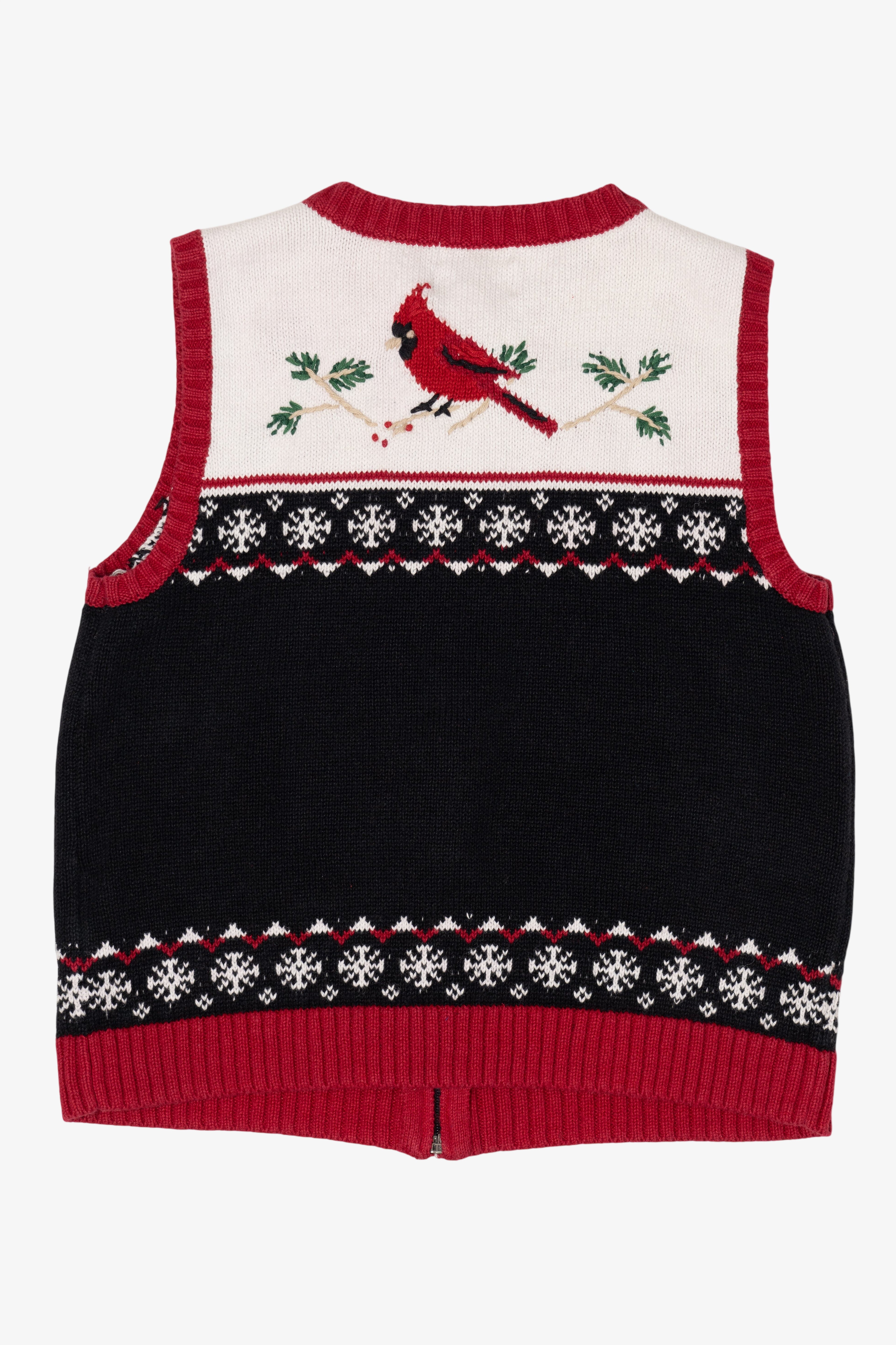 Vintage Hand Embroidered Christopher & Banks Cardinals Ugly Christmas Vest (1990s)