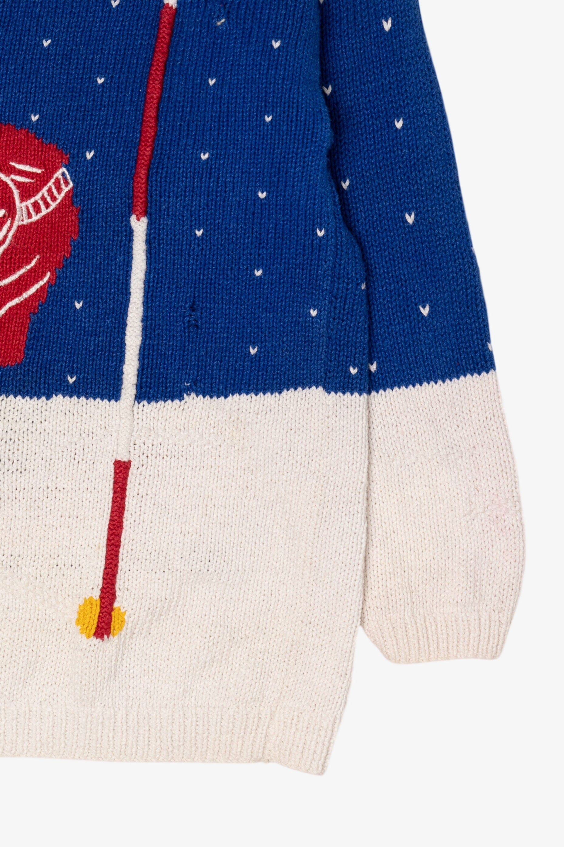 Vintage Distressed Hand Knit Santa Golfing Christmas Pullover (1990s)