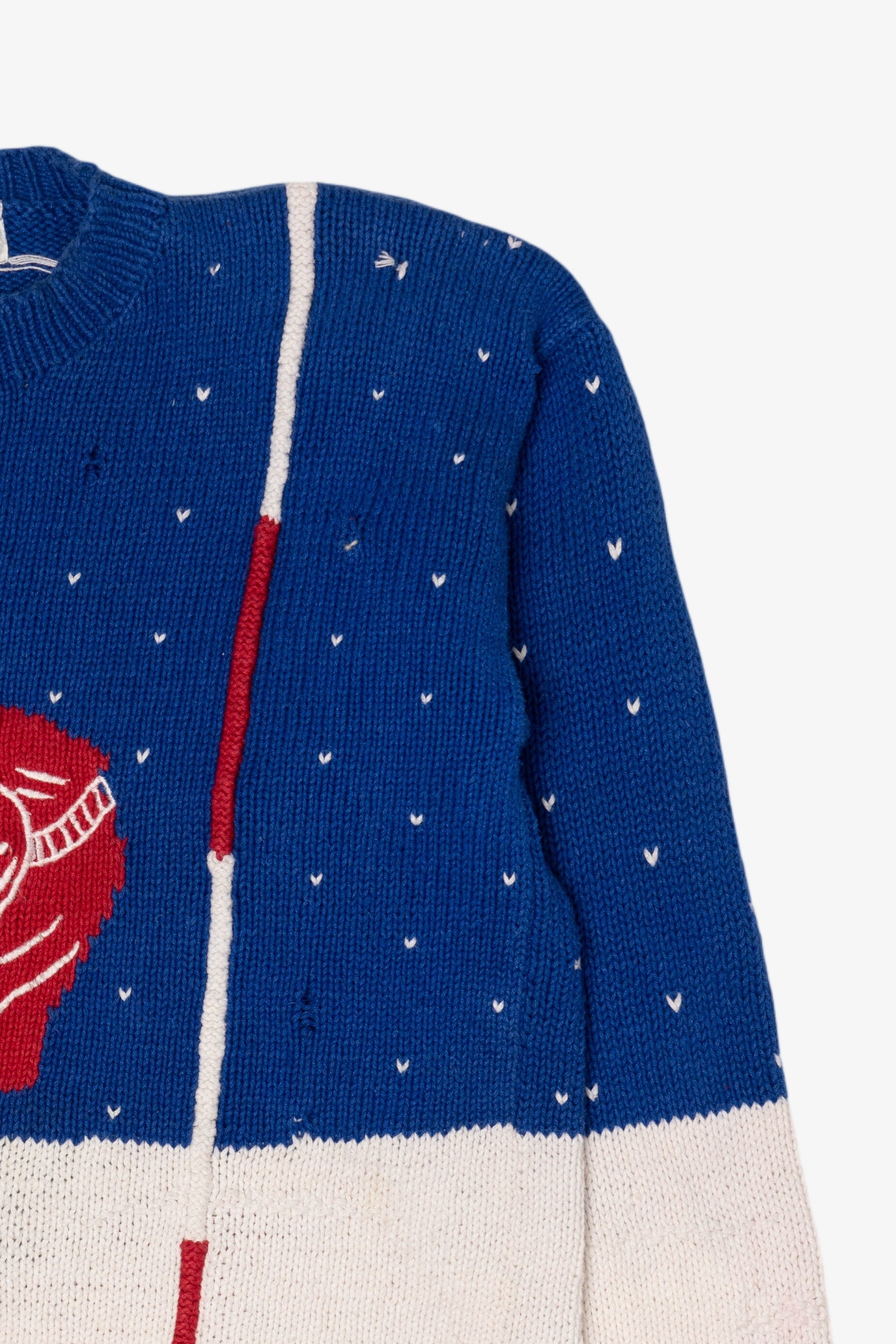 Vintage Distressed Hand Knit Santa Golfing Christmas Pullover (1990s)