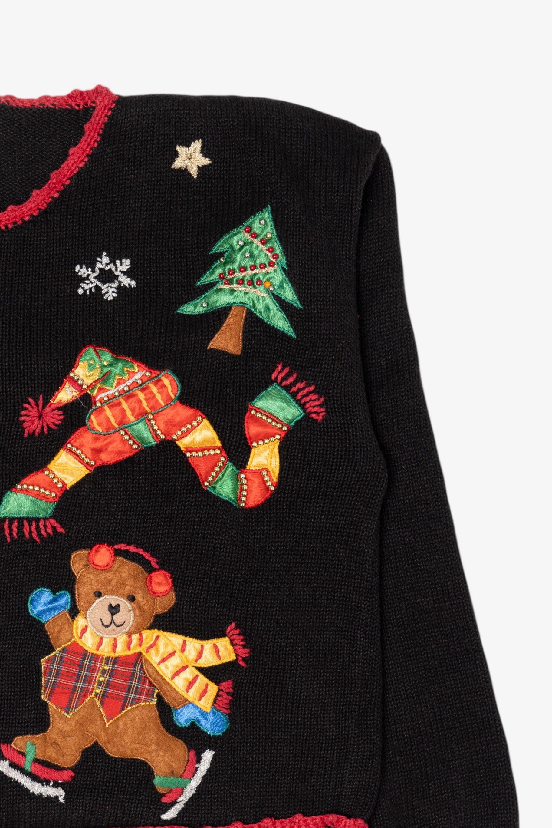 Vintage Black Nutcracker Teddy Bears Christmas Cardigan (1990s)